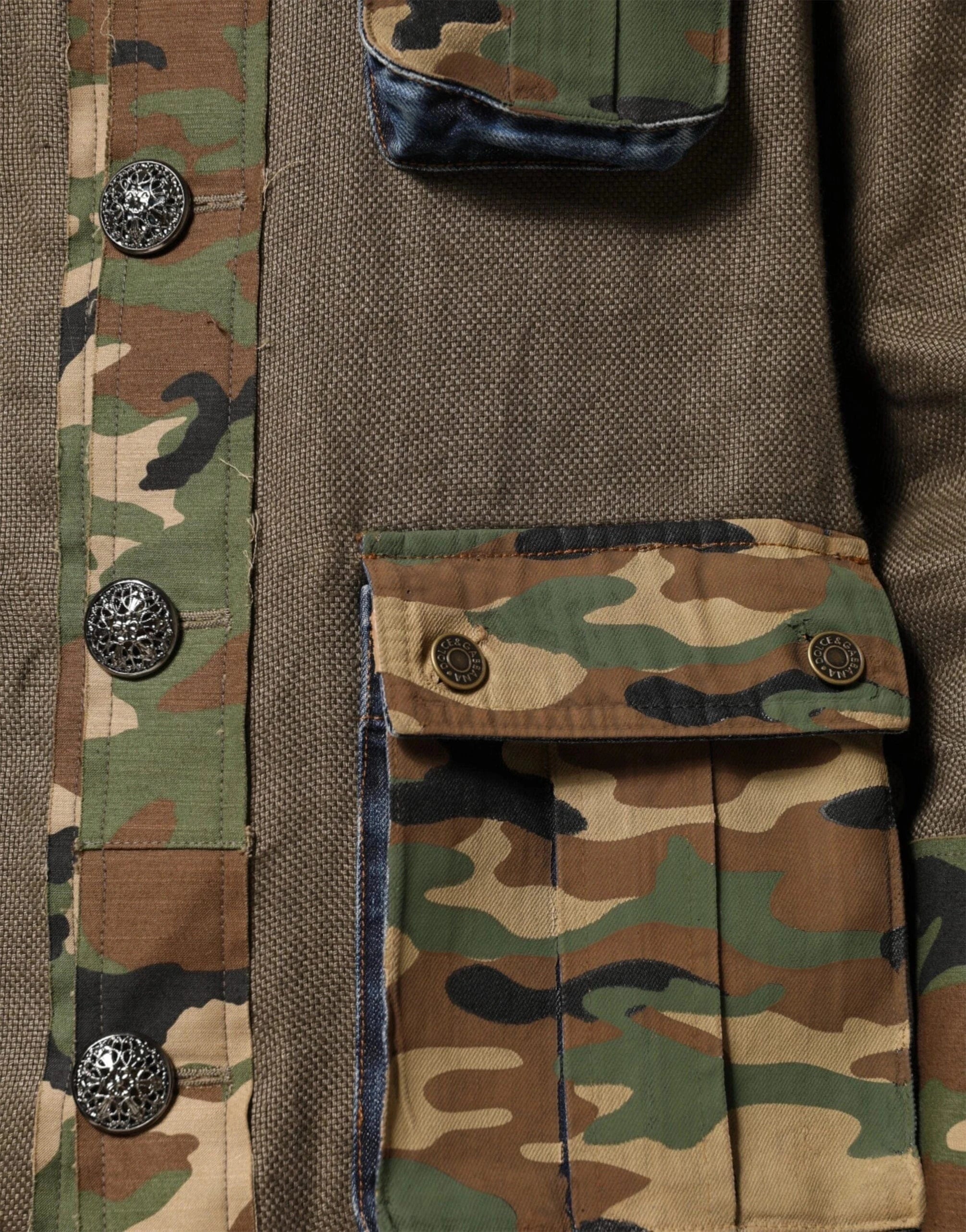 Dolce & Gabbana Camo Print Linen-Blend Jacket
