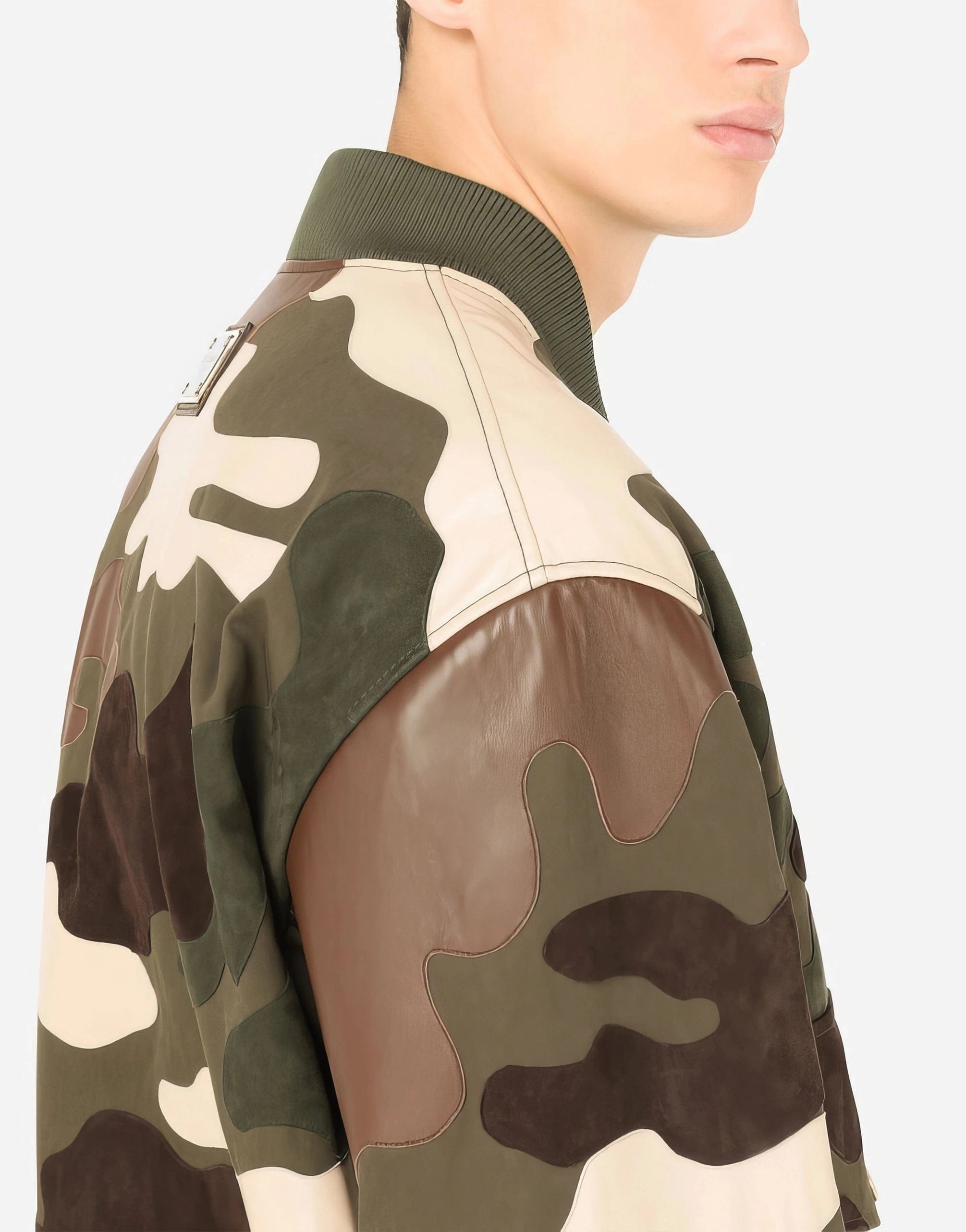 Dolce & Gabbana Camouflage Intarsia Leather Jacket