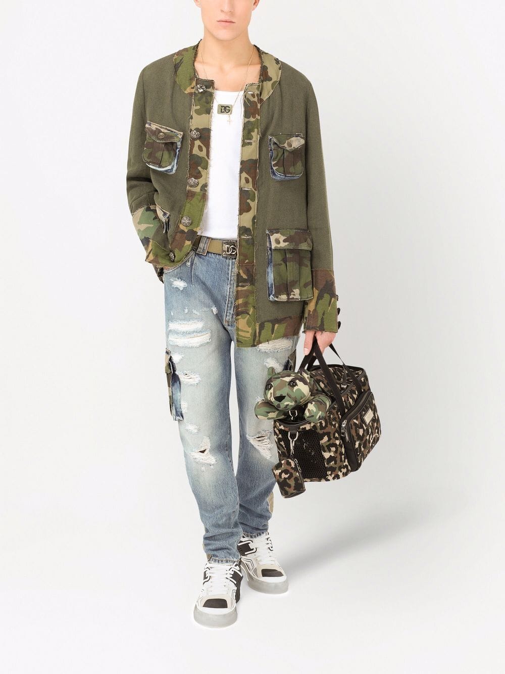 Dolce & Gabbana Camouflage-Print Animal Silhouette Bag