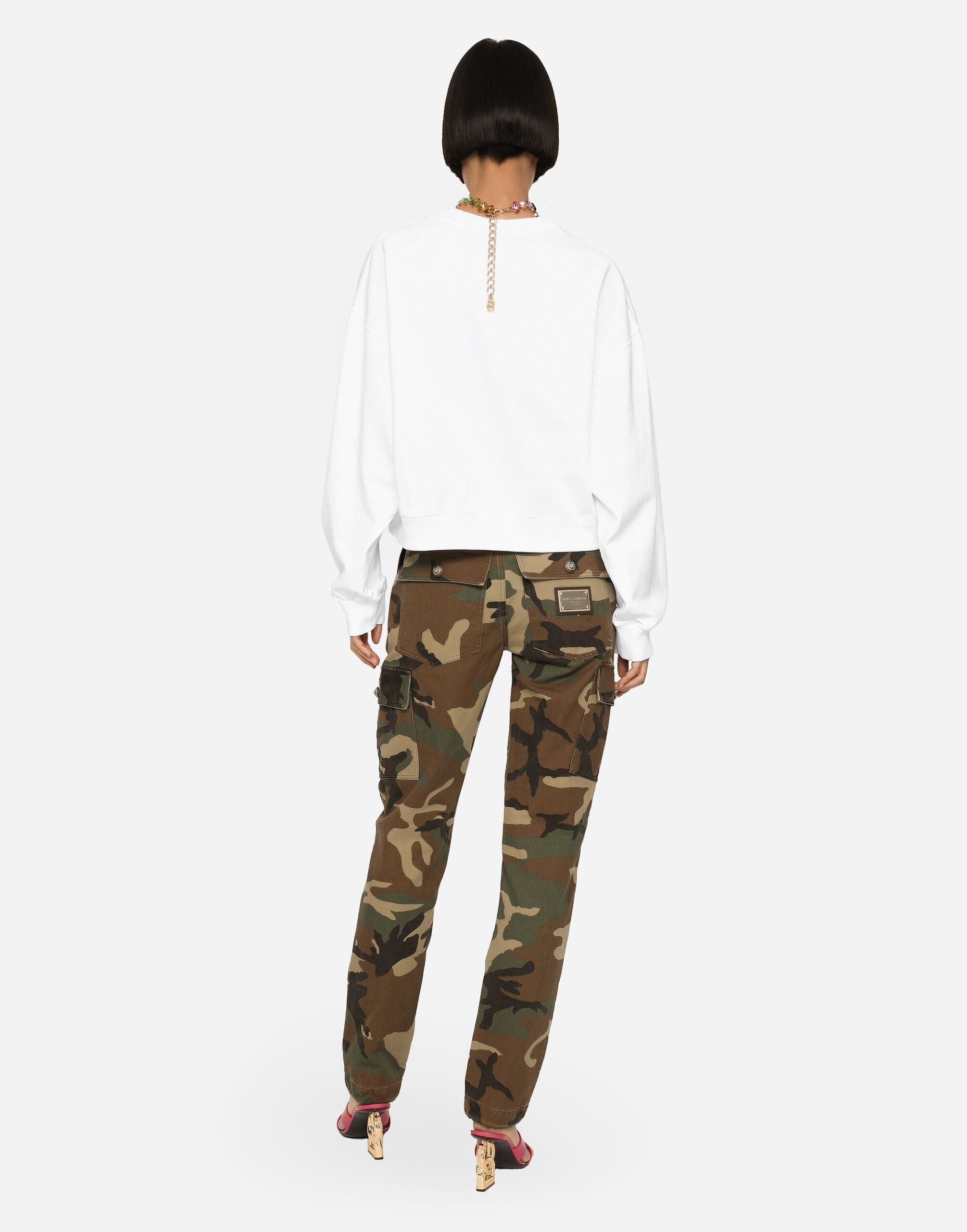 Dolce & Gabbana Camouflage Print Cotton Cargo Pants