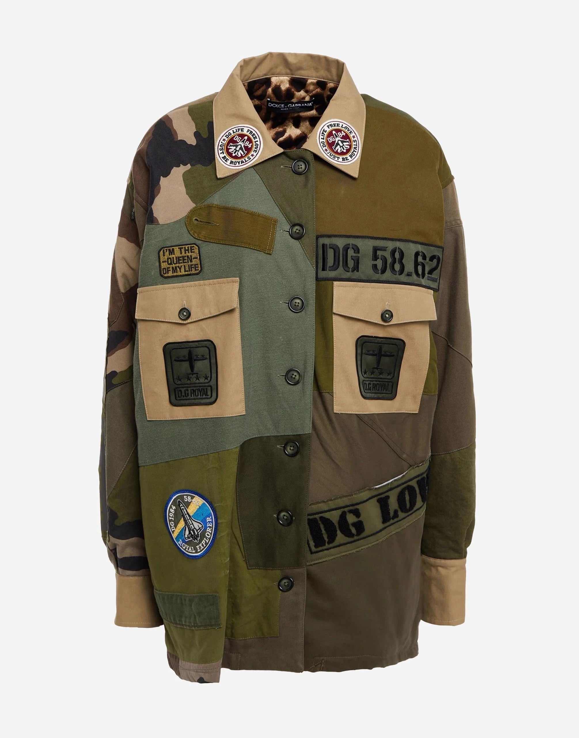 Dolce & Gabbana Camouflage-Print Embellished Coat