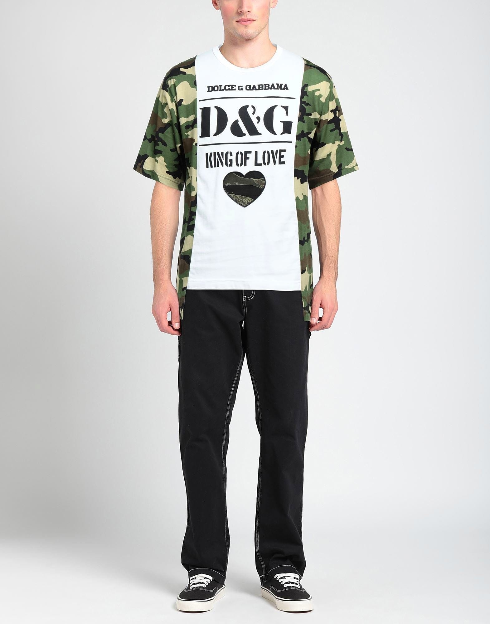 Dolce & Gabbana Camouflage-Print King of Love Cotton T-Shirt