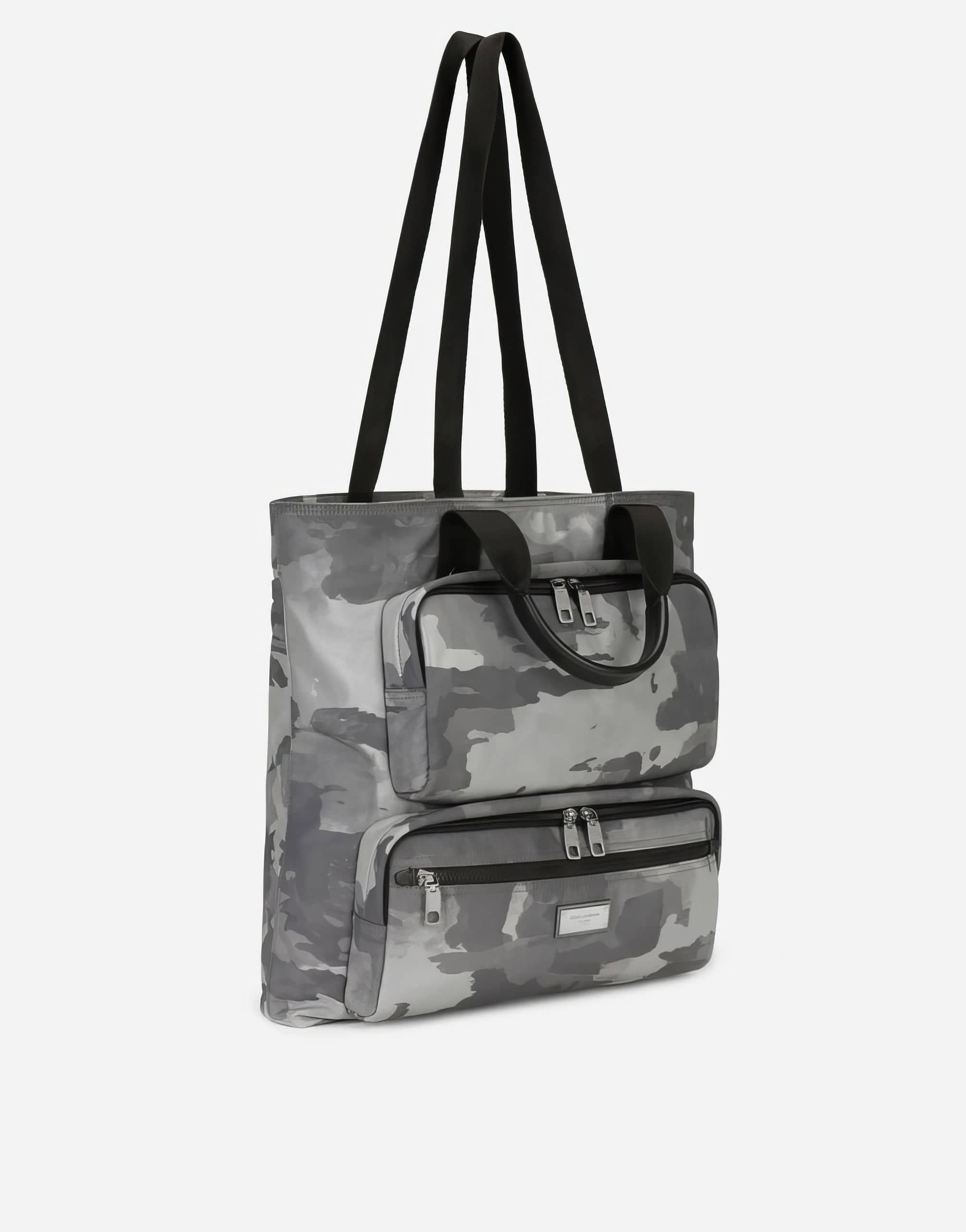 Dolce & Gabbana Camouflage-Print Logo Tag Tote Bag