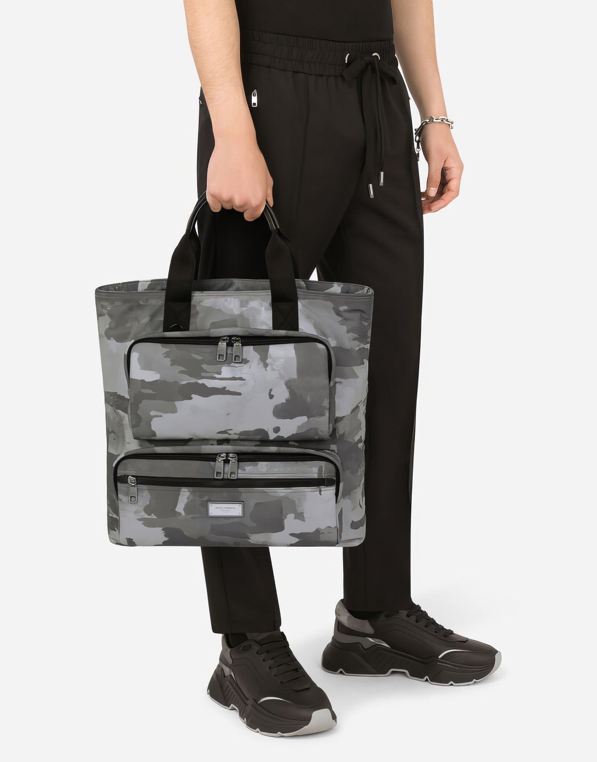 Dolce & Gabbana Camouflage-Print Logo Tag Tote Bag