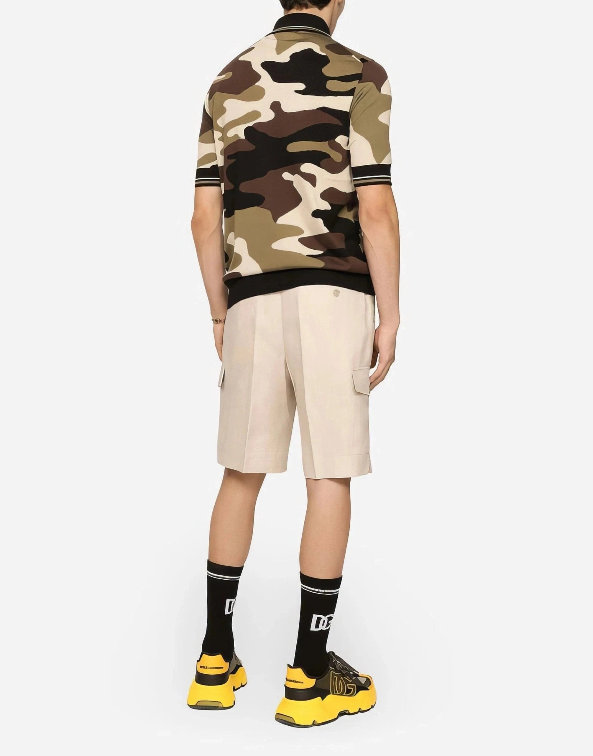 Dolce & Gabbana Camouflage-Print Silk Polo Shirt