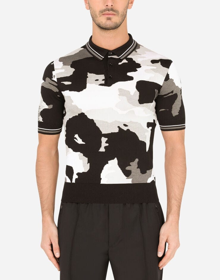 Dolce & Gabbana Camouflage Silk Polo Shirt