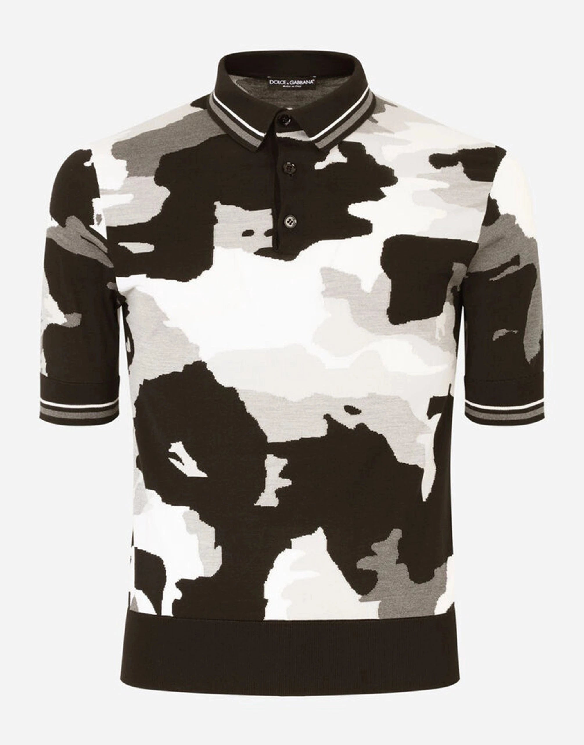 Dolce & Gabbana Camouflage Silk Polo Shirt