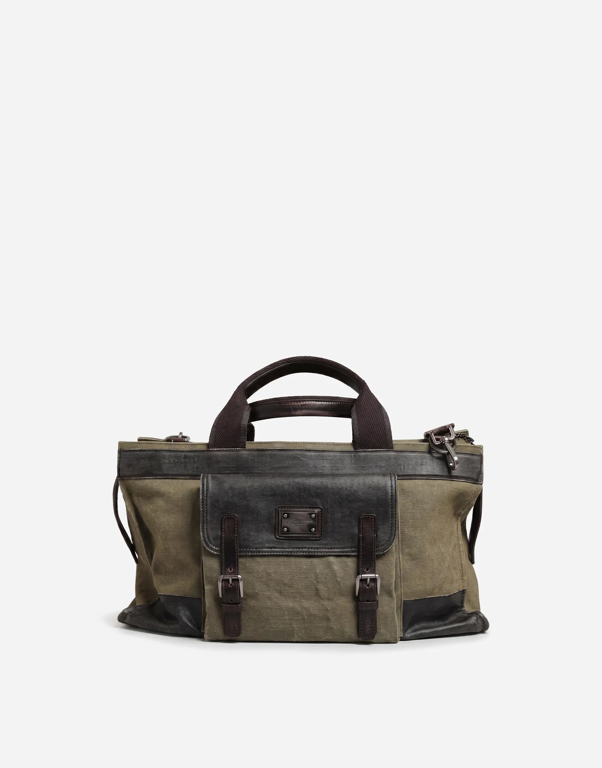 Dolce & Gabbana Canvas Leather Holdall Travel Bag