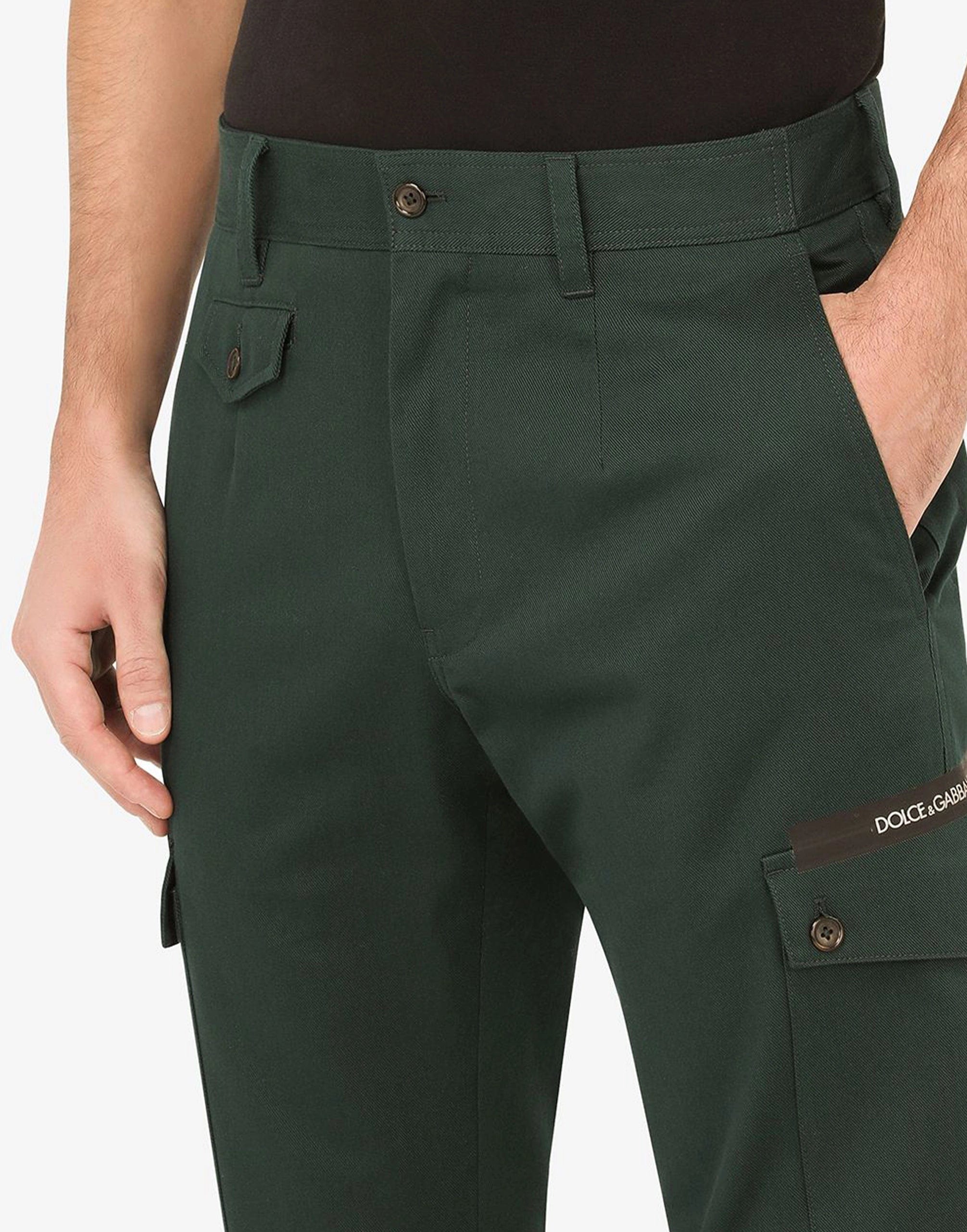 Dolce & Gabbana Stretch Cotton Cargo Pants With Patch Embellishment