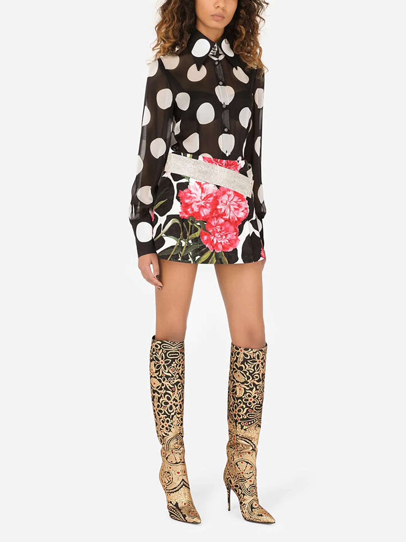 Dolce & Gabbana Carnation Print Mini Skirt - alternate view