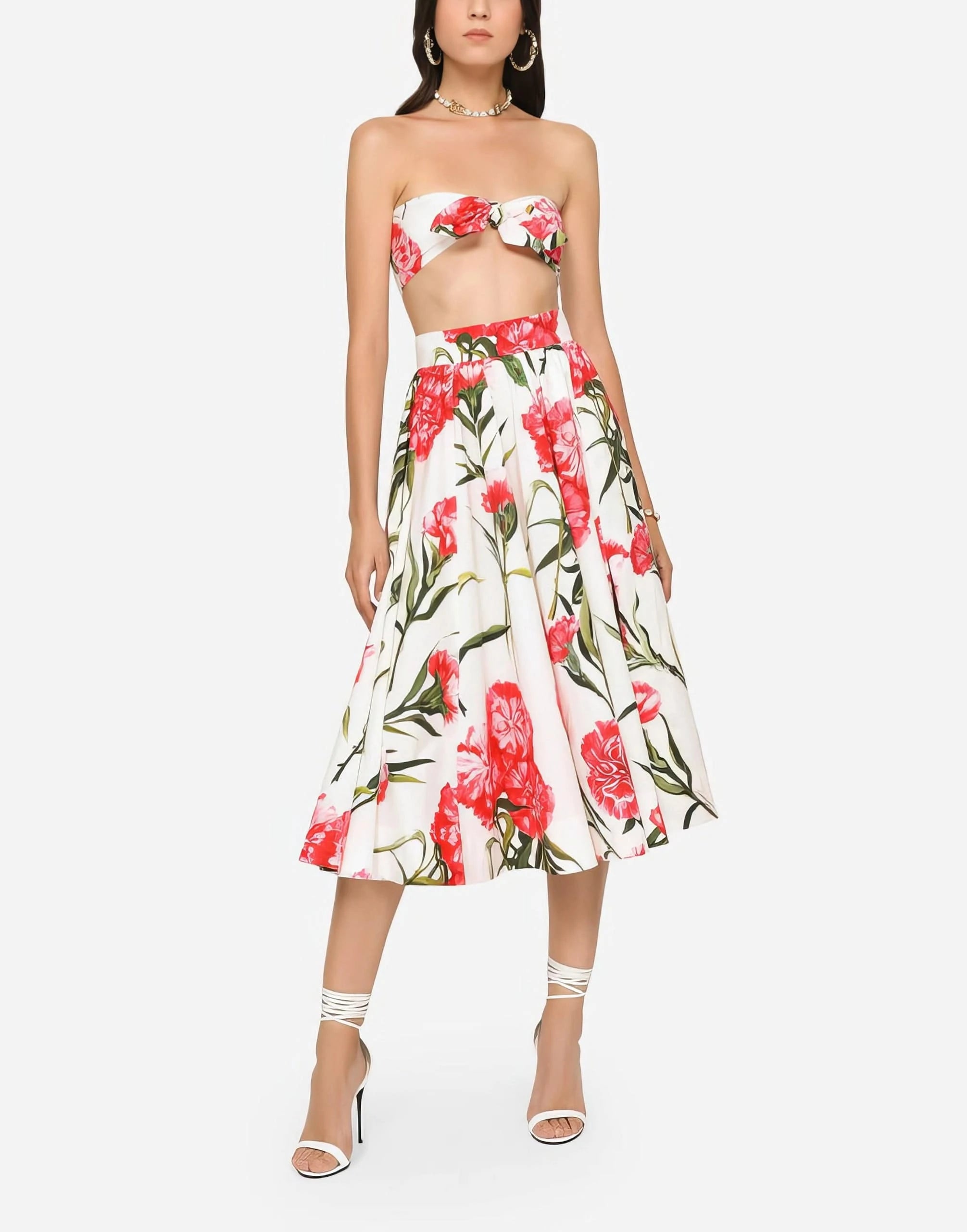 Dolce & Gabbana Carnation-Print Poplin Top