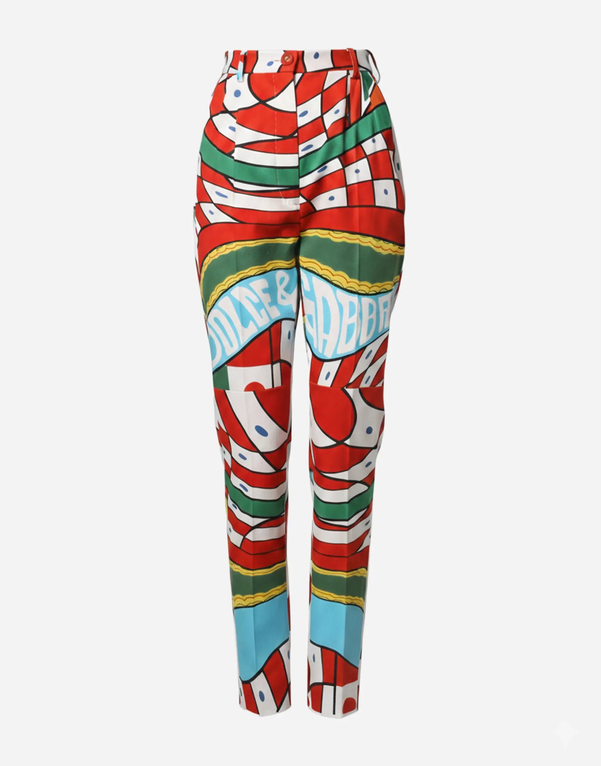 Dolce & Gabbana Carreto-Print Straight-Leg Pants