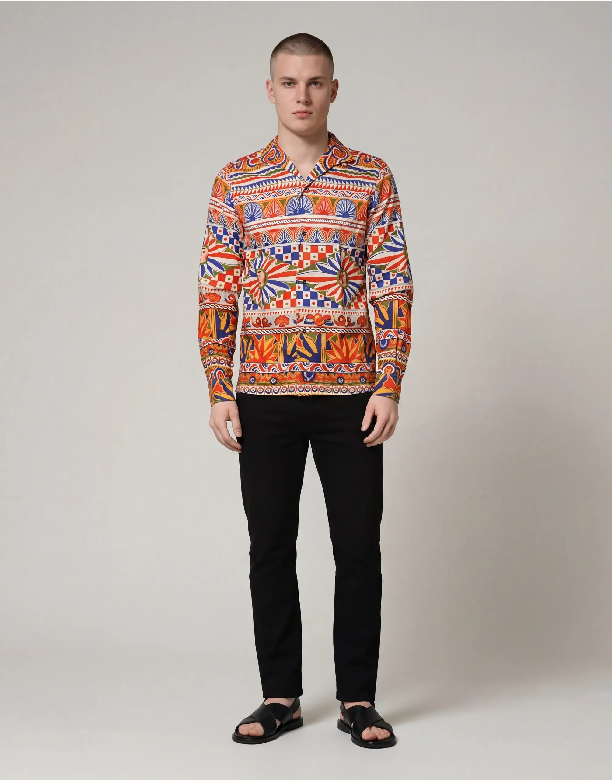 Dolce & Gabbana Carretto Multicolour Print Long Sleeve Shirt - alternate view