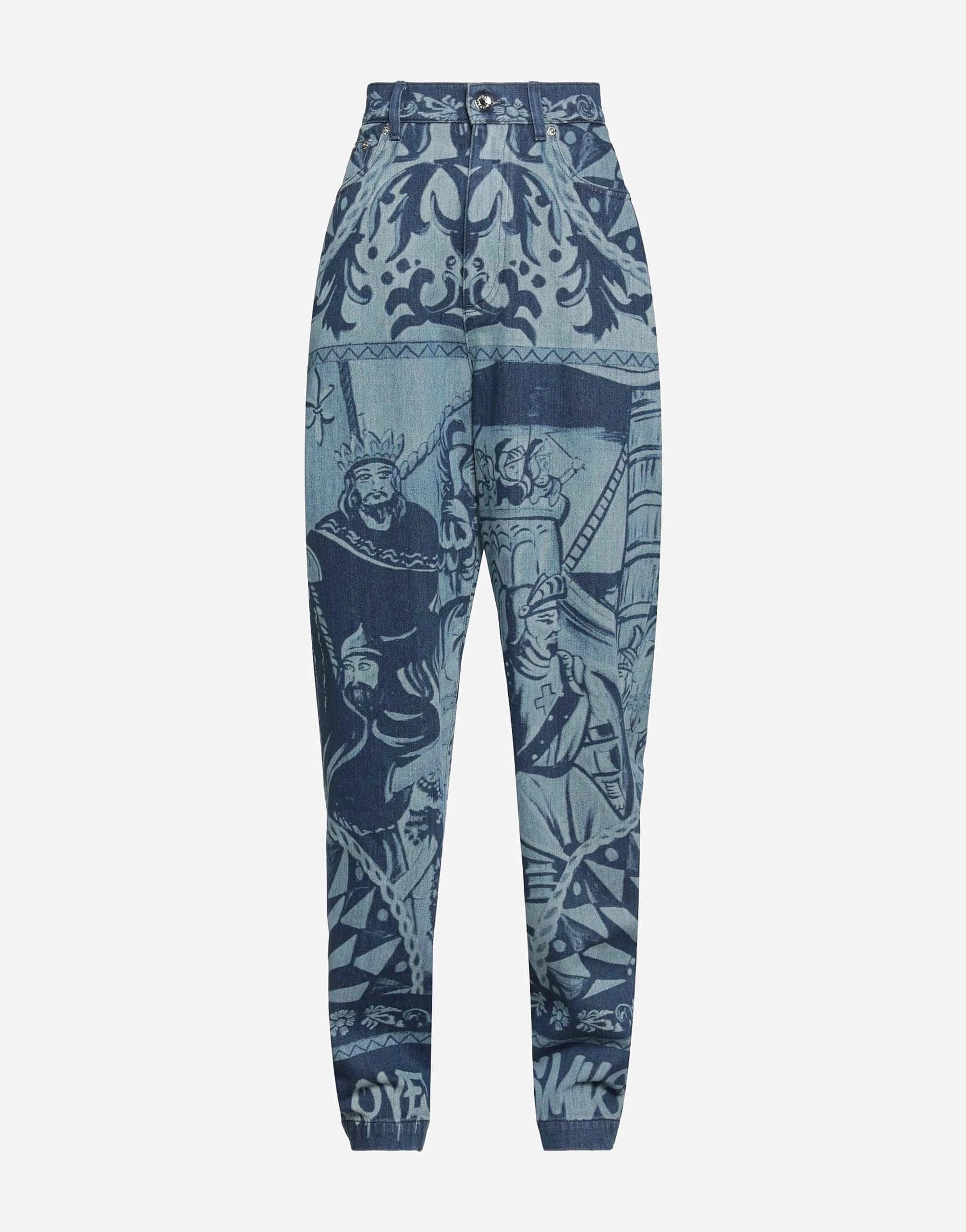 Dolce & Gabbana Carretto Patchwork Print Loose Jeans