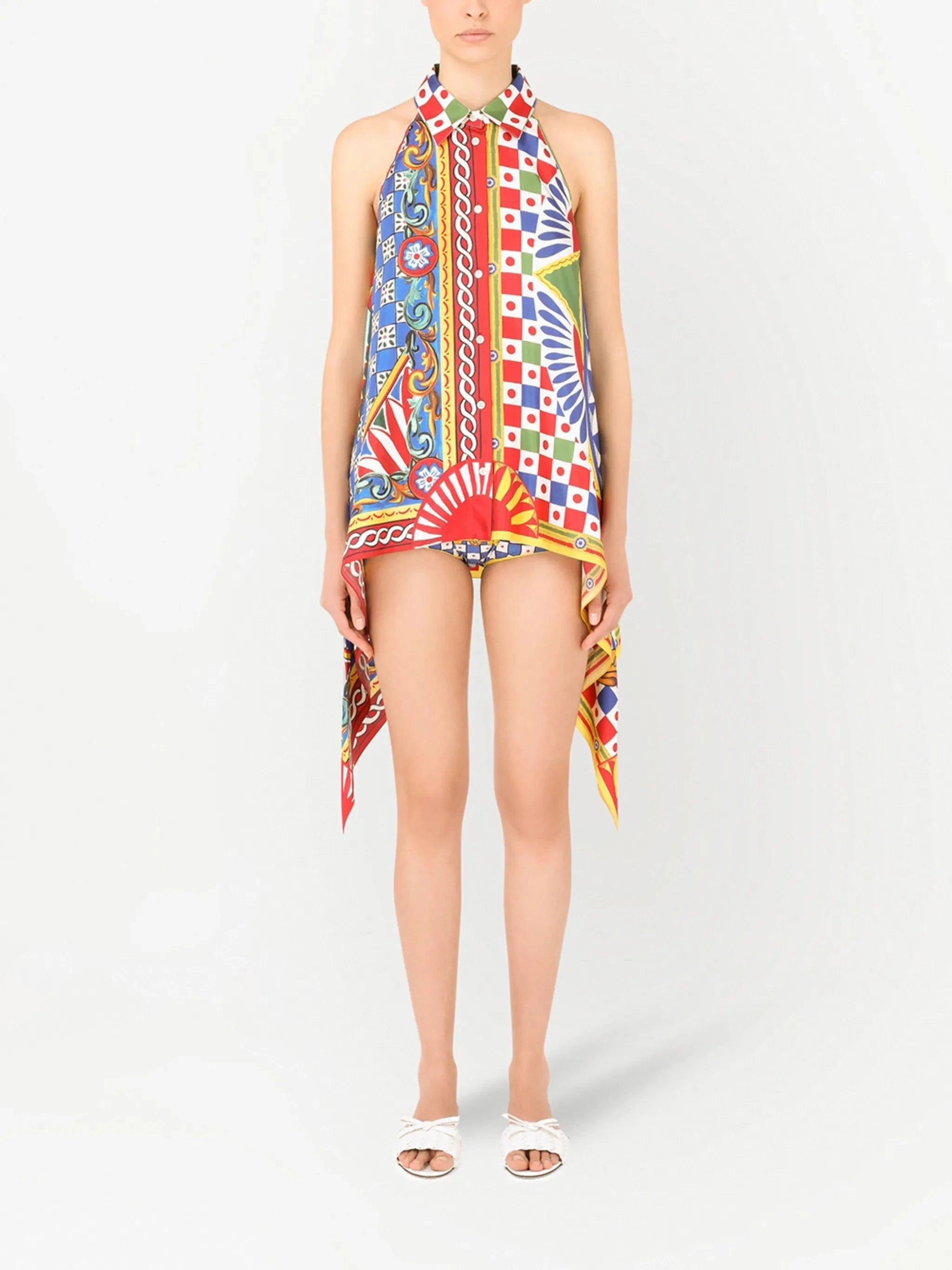 Dolce & Gabbana Carretto Print Halterneck Shirt