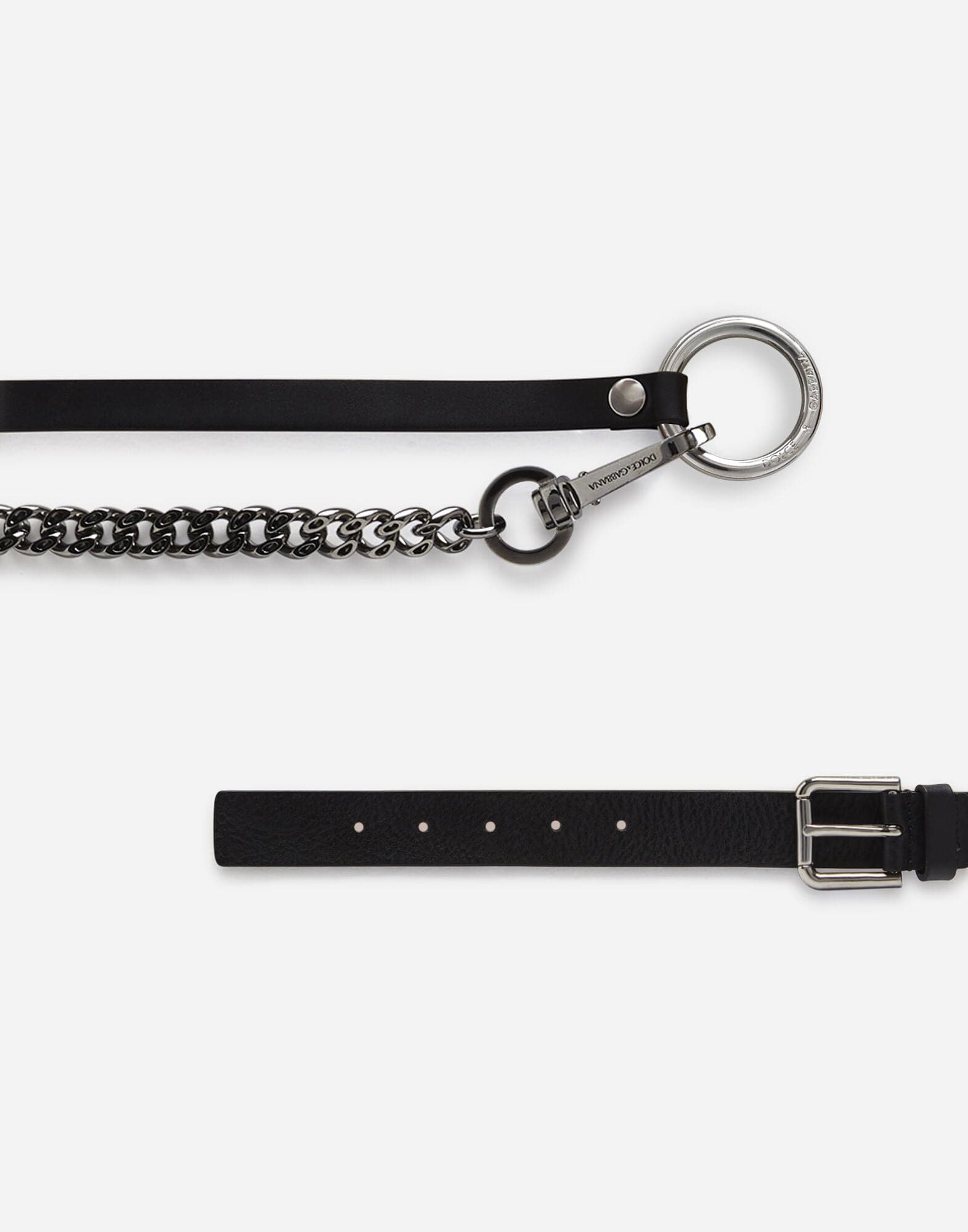 Dolce & Gabbana Chain-Detail Lux Leather Belt