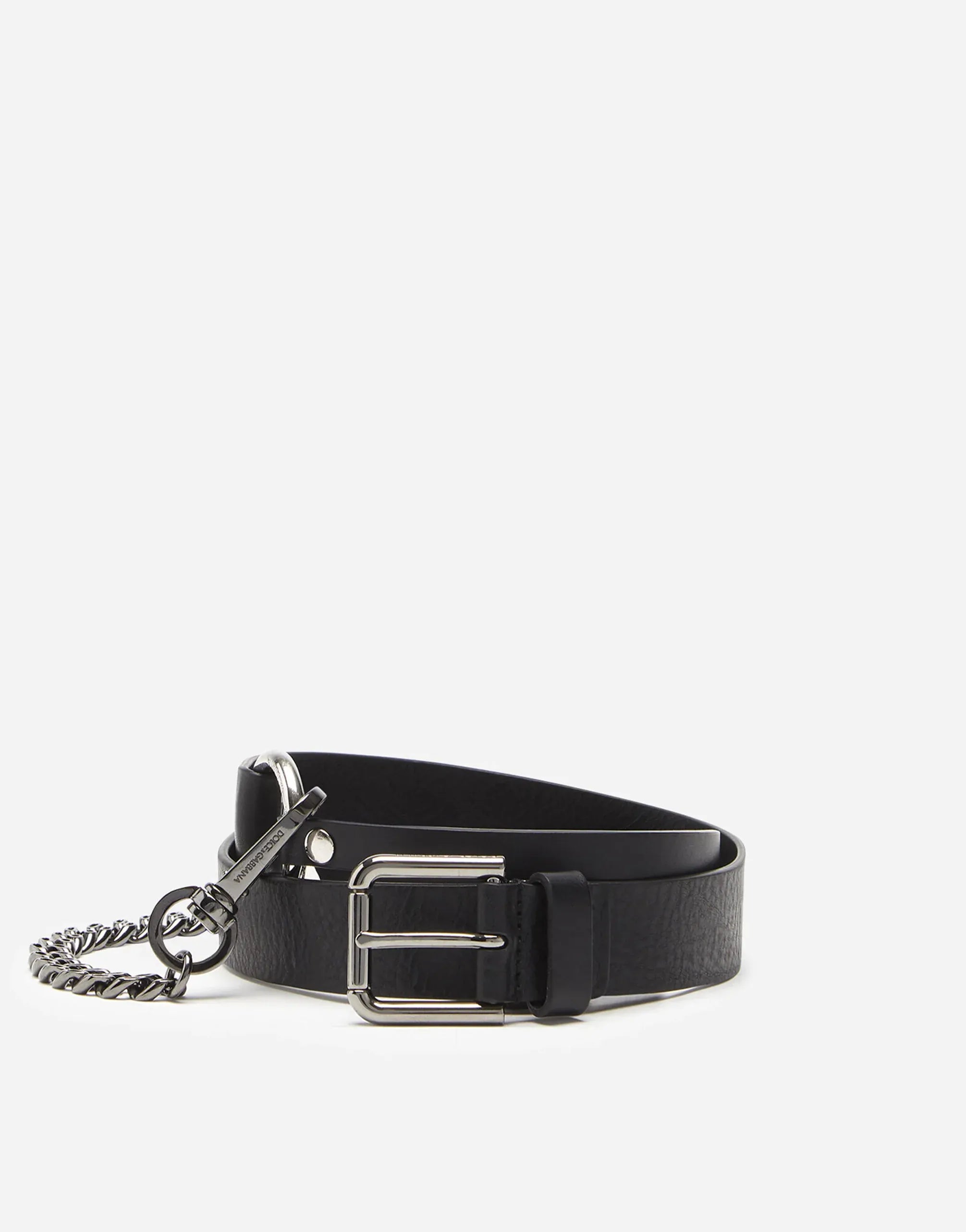 Dolce & Gabbana Chain-Detail Lux Leather Belt