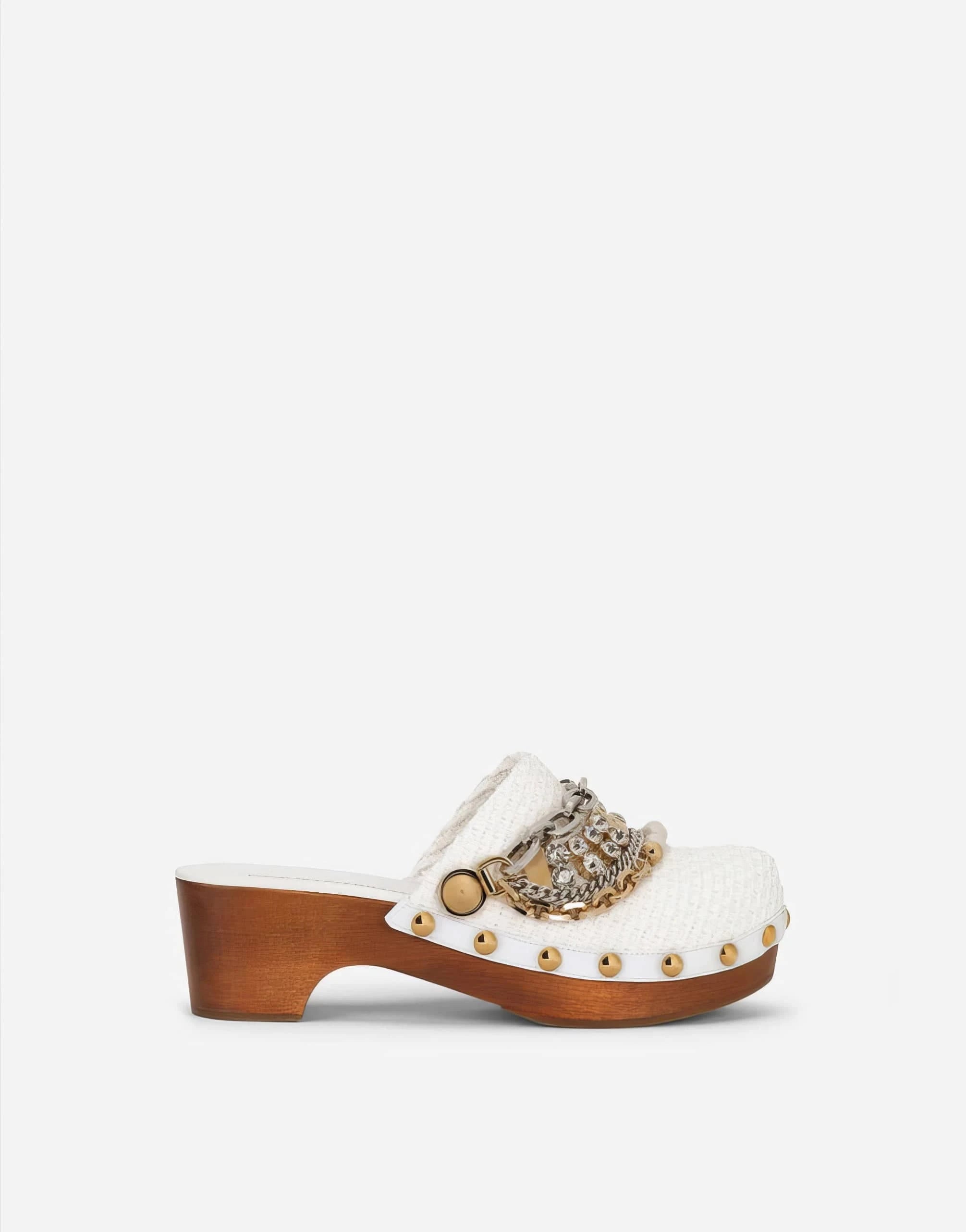 Dolce & Gabbana Chain-Embellished Raffia Clogs