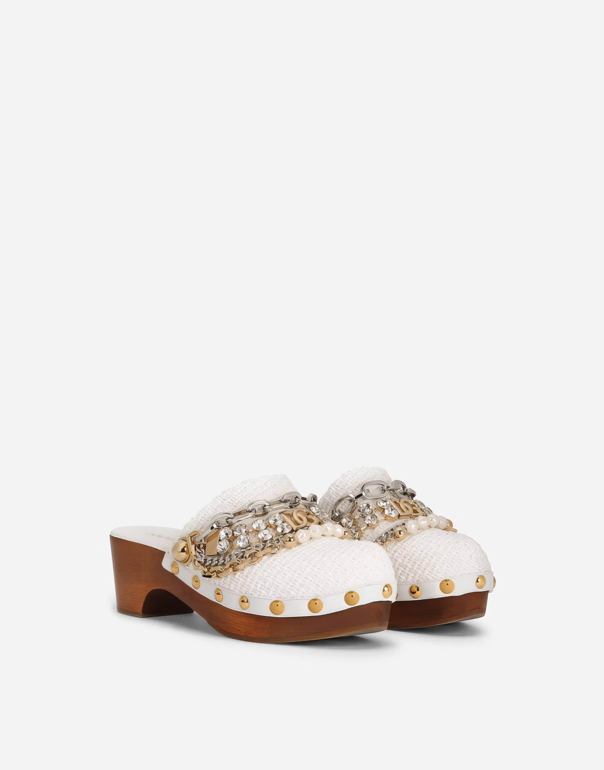 Dolce & Gabbana Chain-Embellished Raffia Clogs