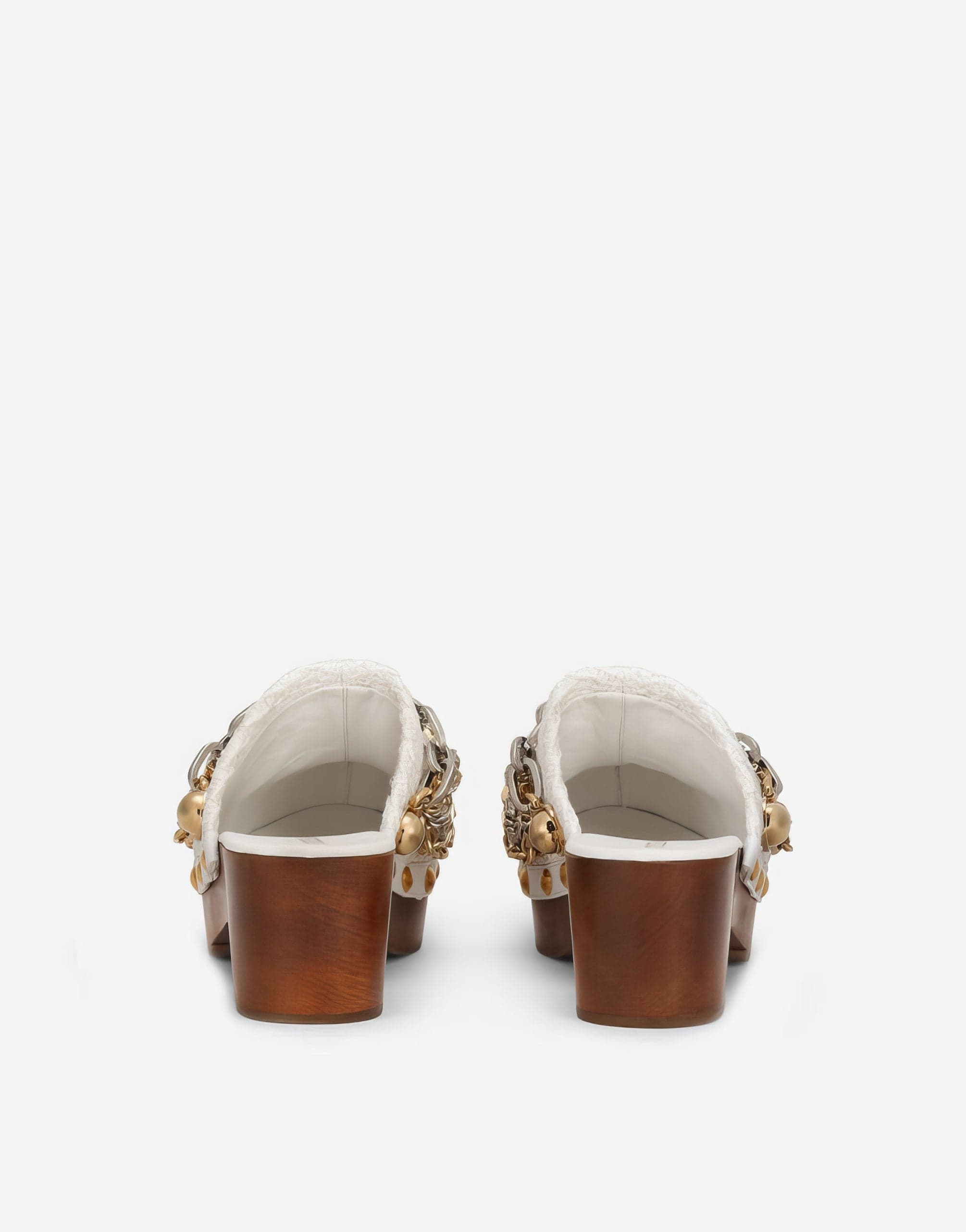 Dolce & Gabbana Chain-Embellished Raffia Clogs