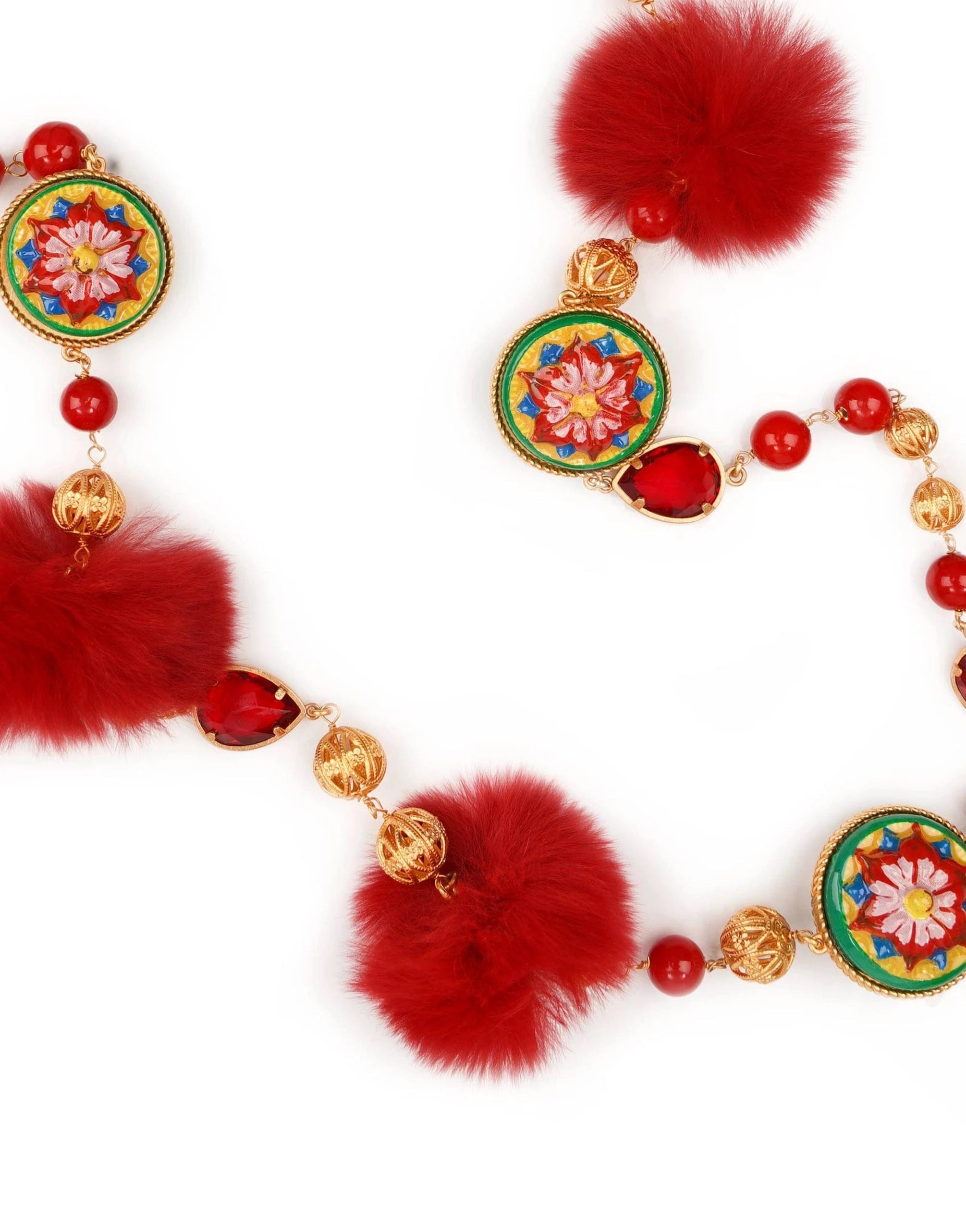 Dolce & Gabbana Charms & Pom Pom Carretto Necklace