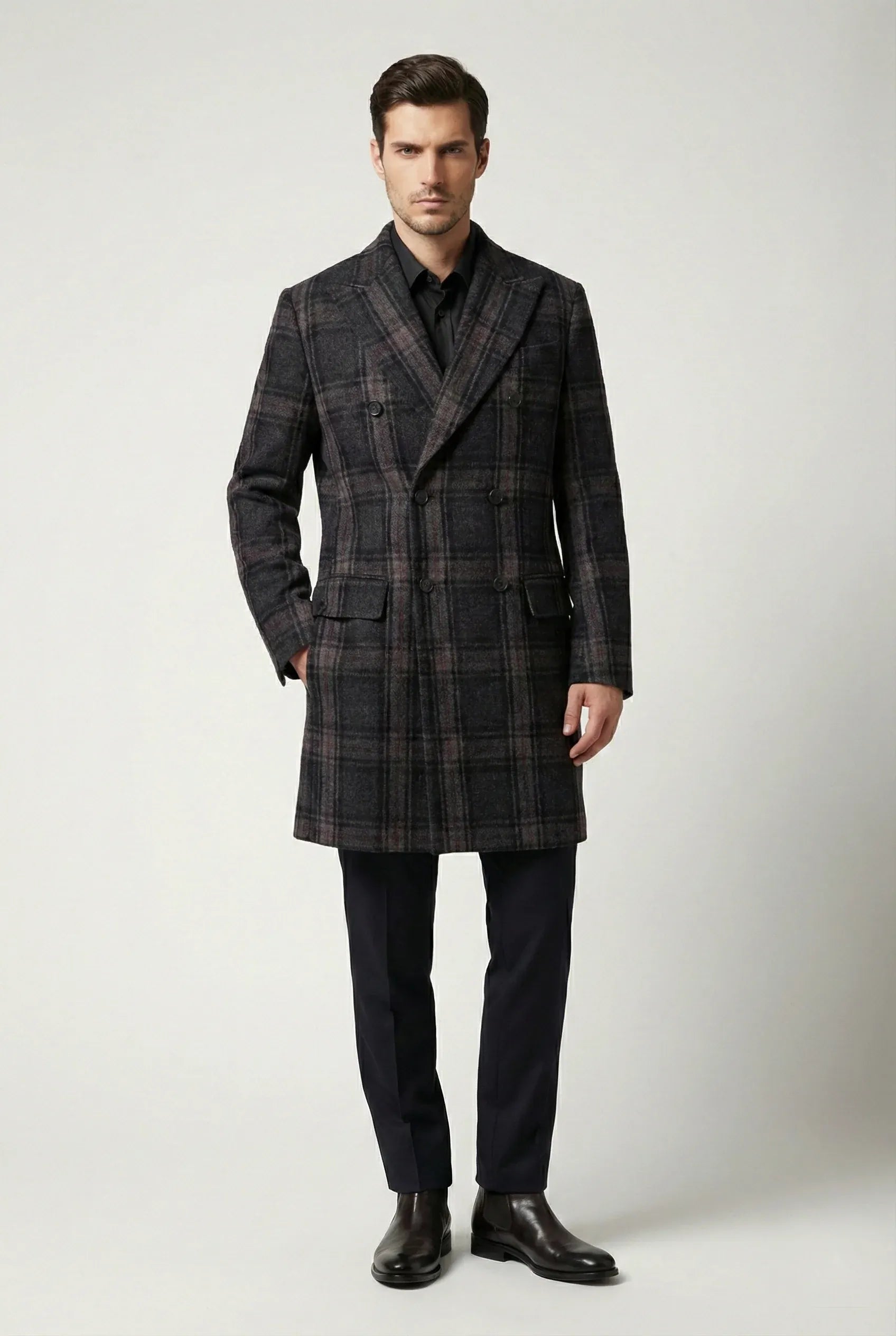 Dolce & Gabbana Checked Double-Breasted Wool Coat