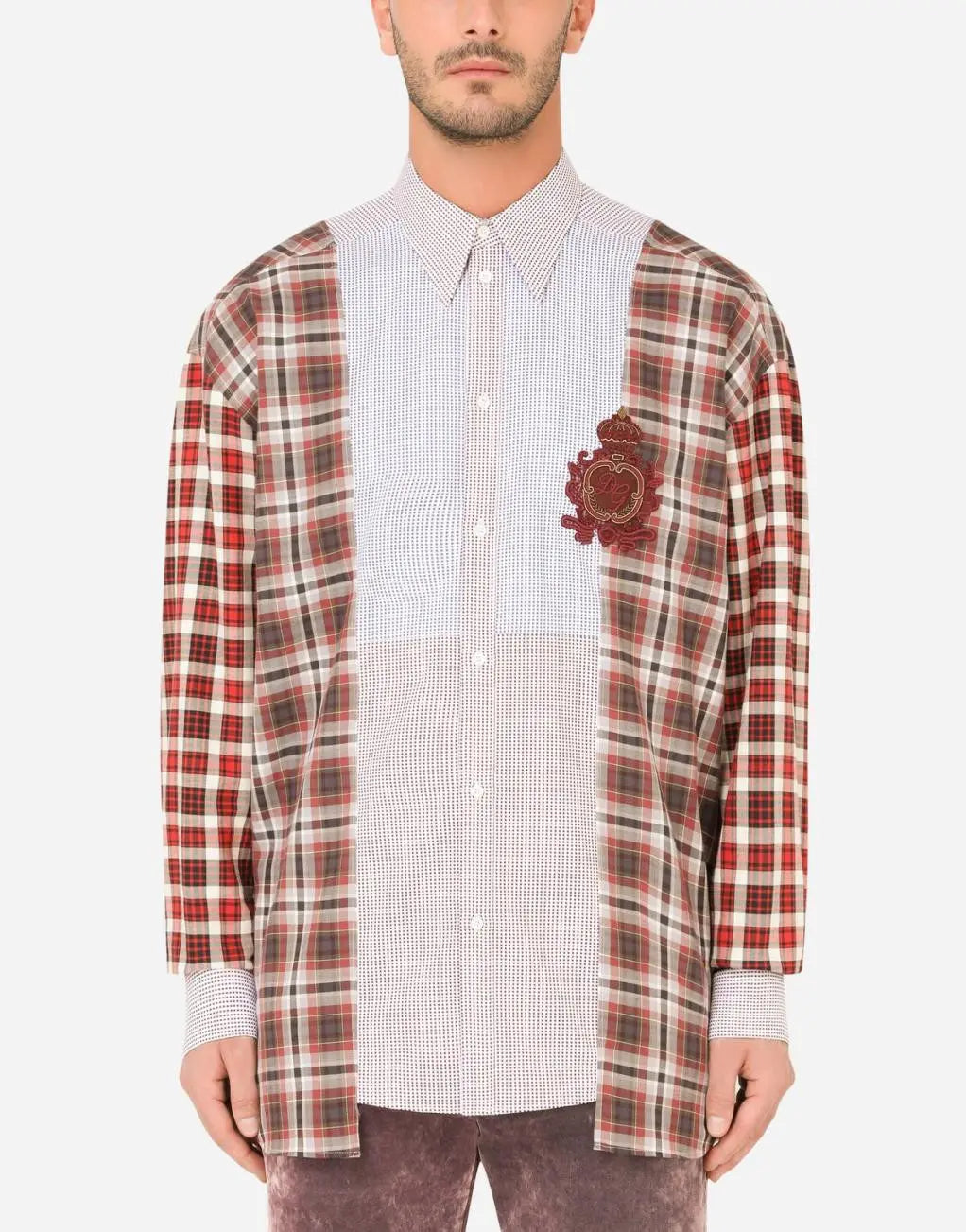 Dolce & Gabbana Checked Logo Cotton Shirt