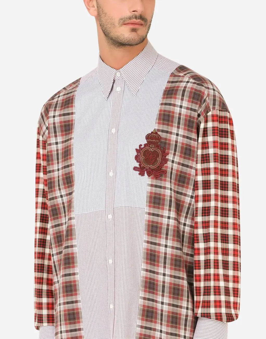 Dolce & Gabbana Checked Logo Cotton Shirt