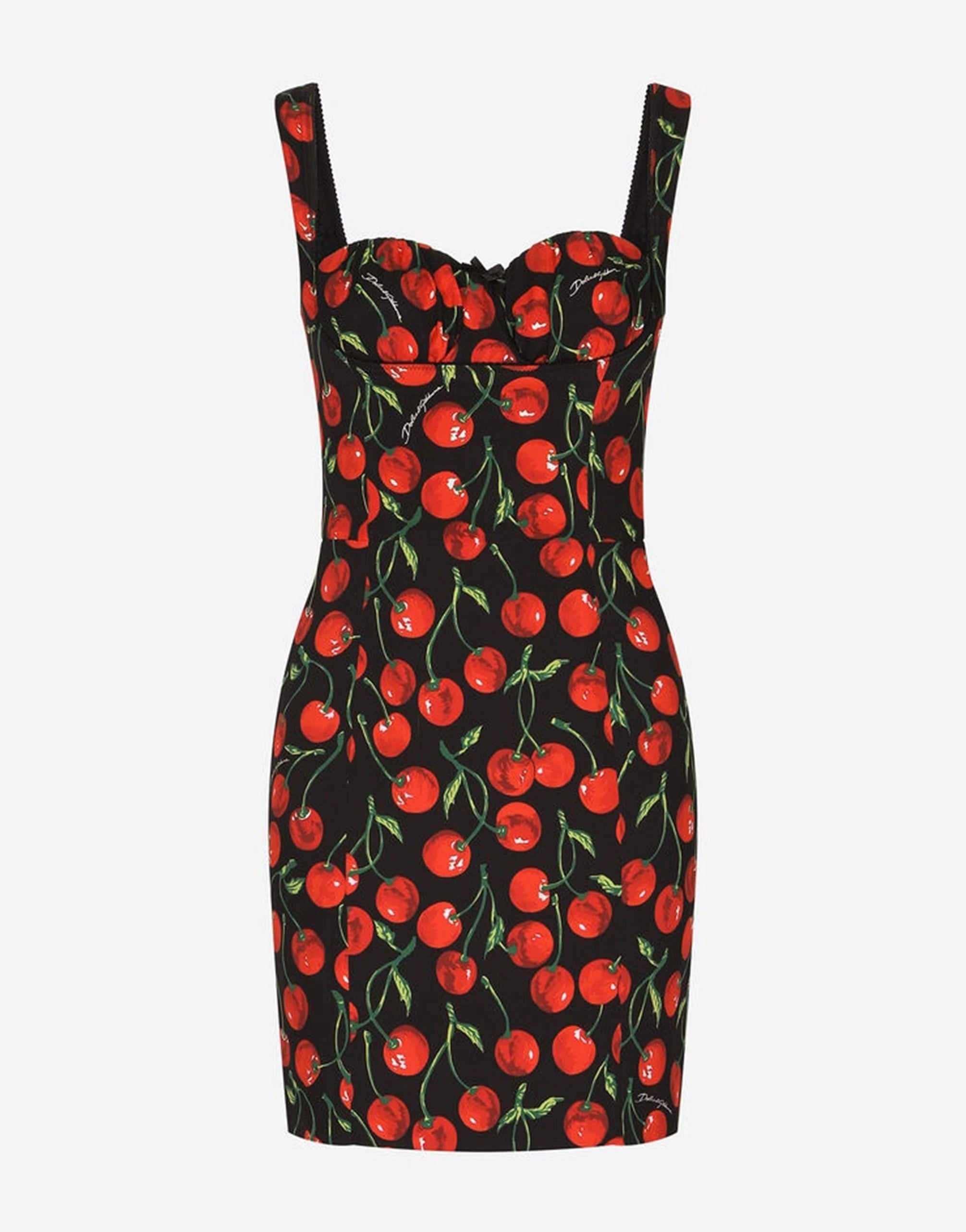 Dolce & Gabbana Cherry-Print Charmeuse Mini Dress