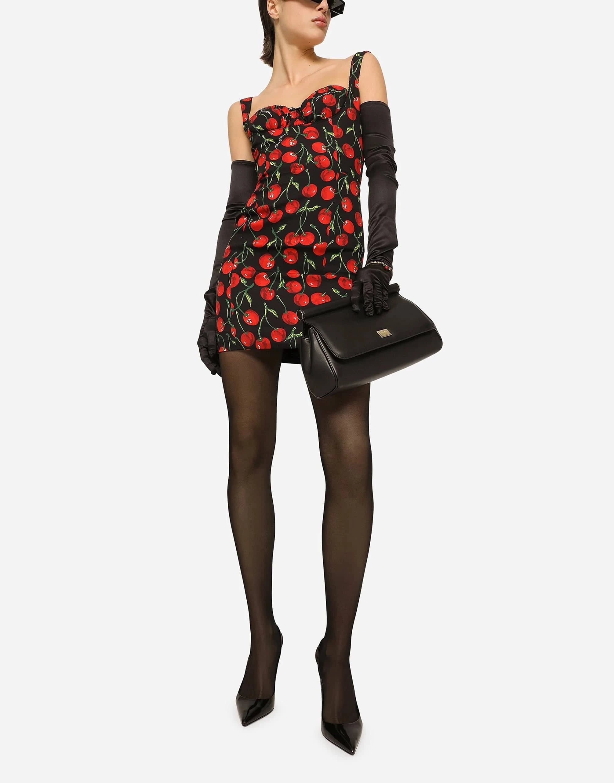 Dolce & Gabbana Cherry-Print Charmeuse Mini Dress