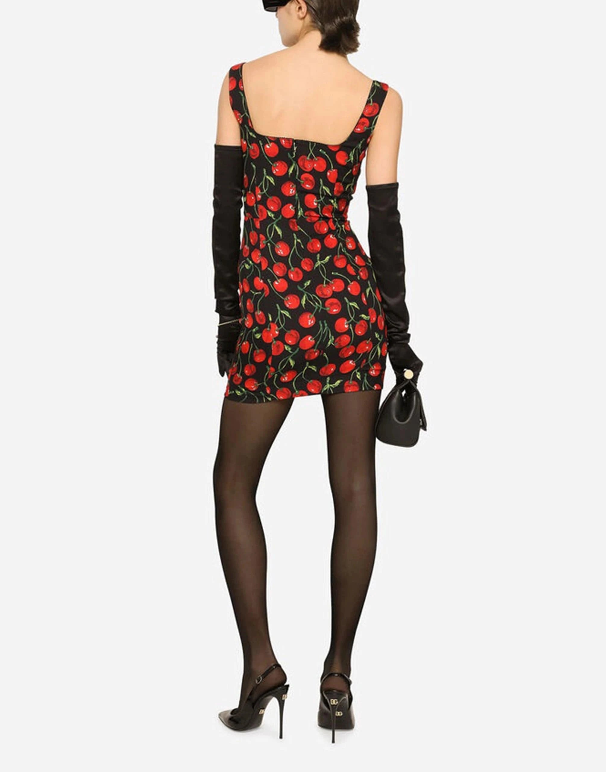 Dolce & Gabbana Cherry-Print Charmeuse Mini Dress