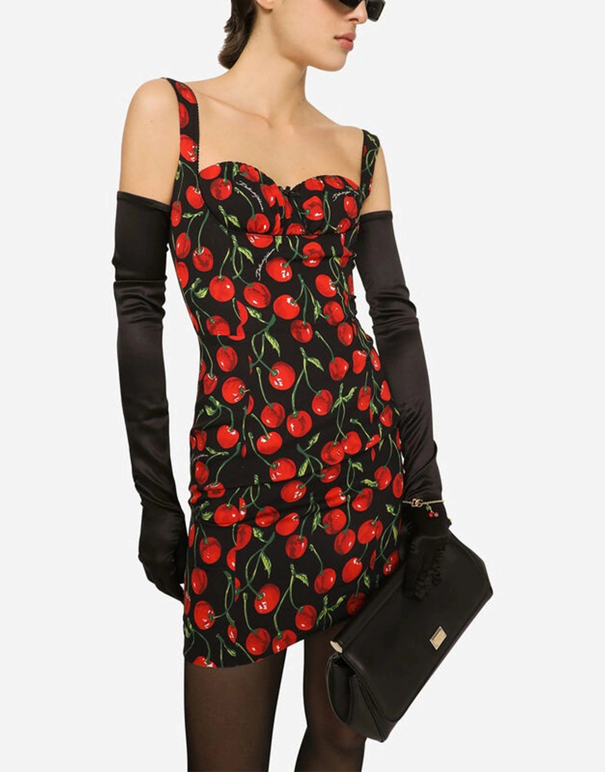 Dolce & Gabbana Cherry-Print Charmeuse Mini Dress