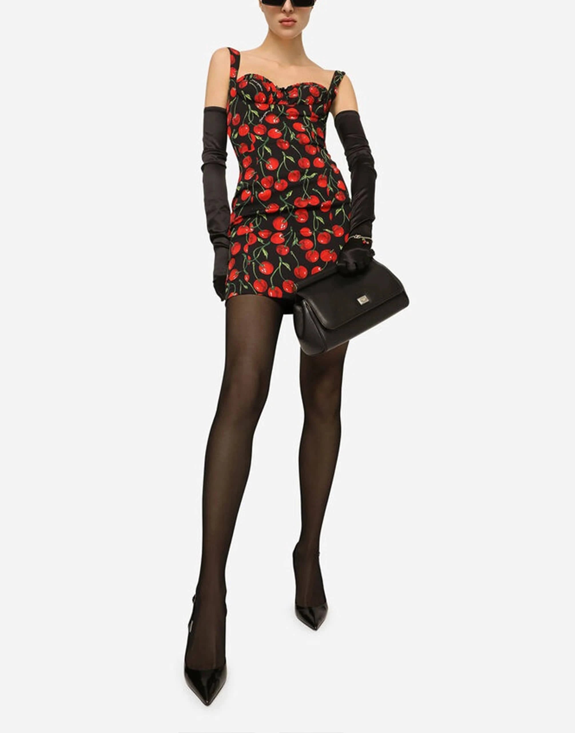 Dolce & Gabbana Cherry-Print Charmeuse Mini Dress