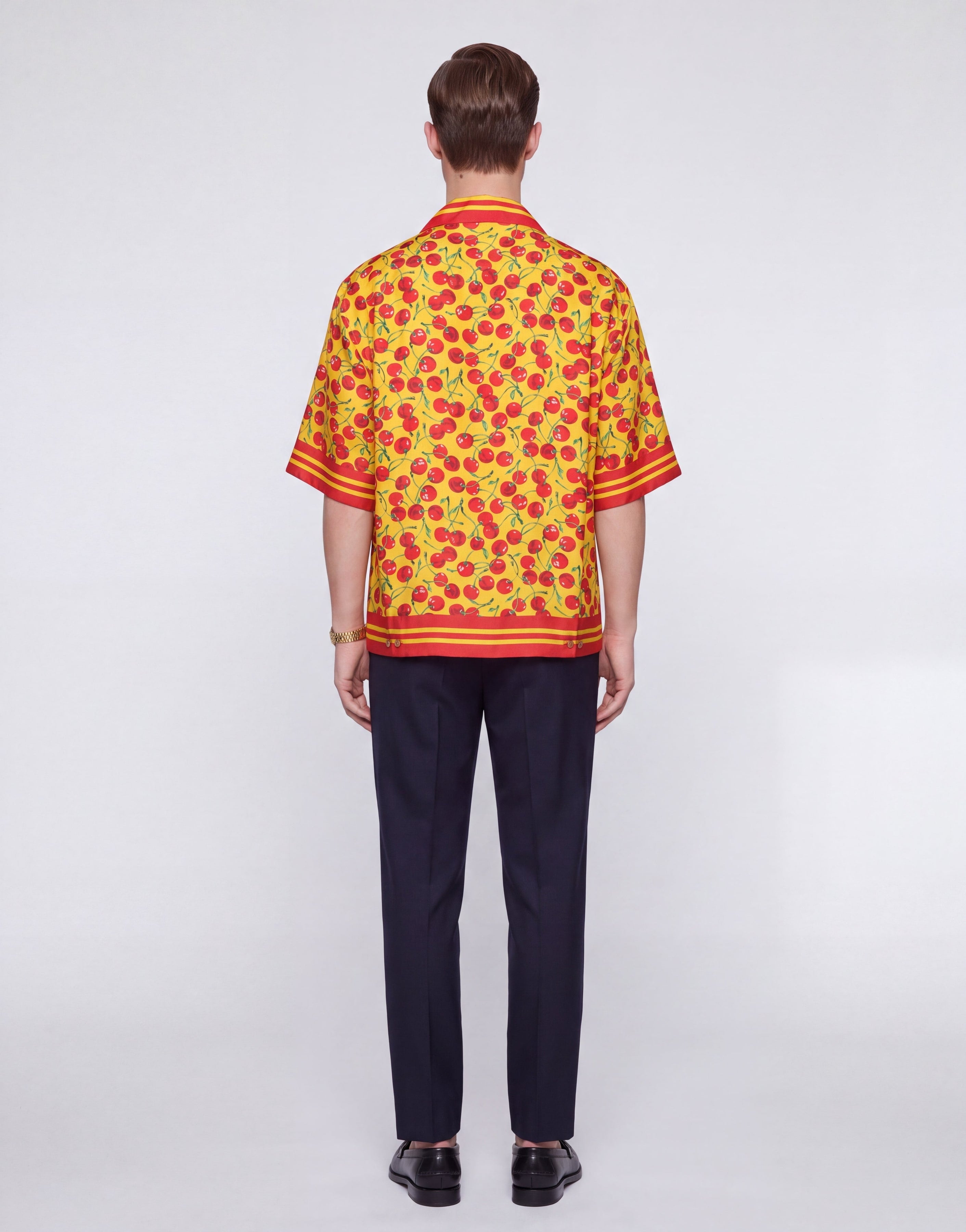 Camicia a maniche corte con stampa ciliegie Dolce & Gabbana