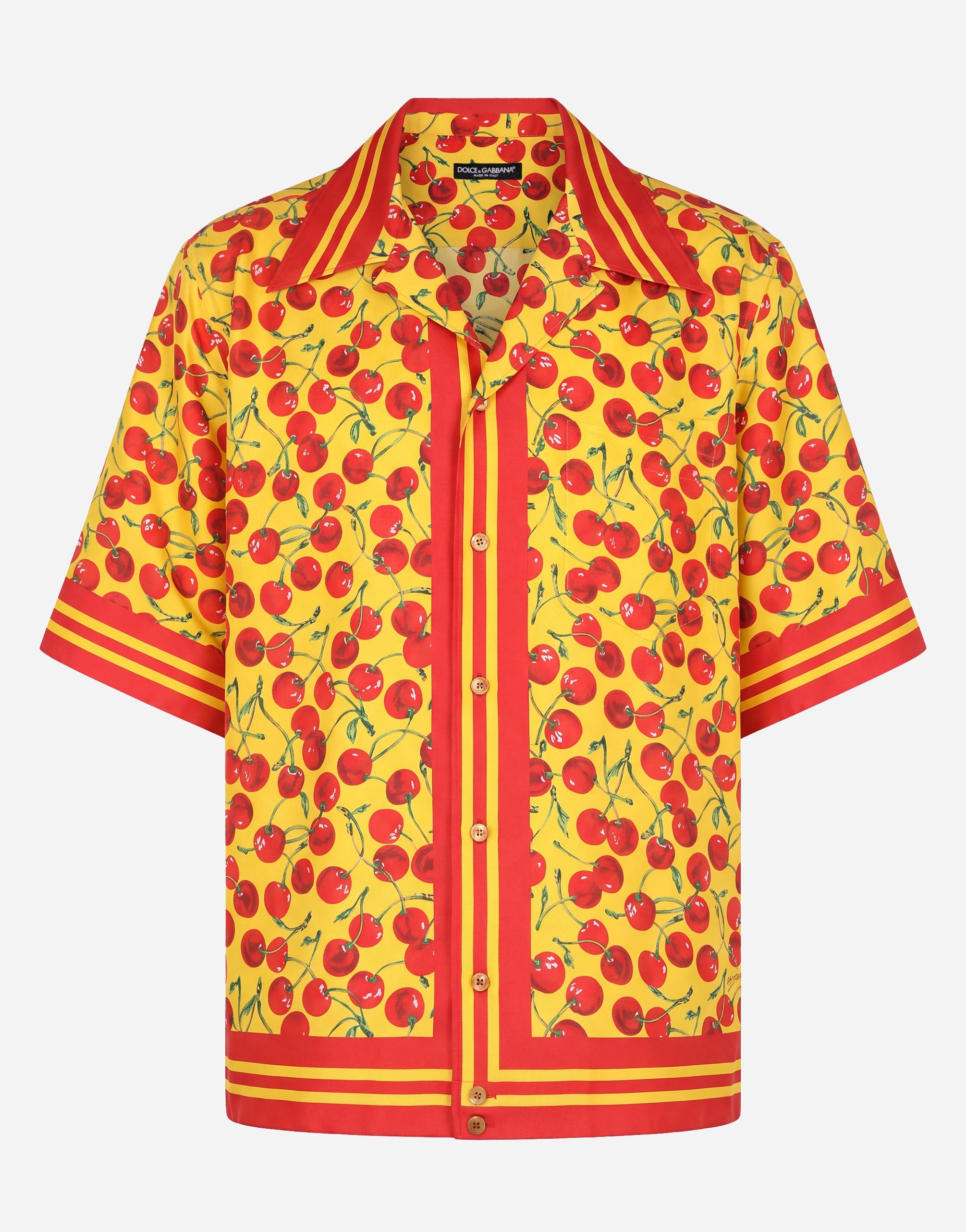 Dolce & Gabbana Cherry Print Short-Sleeve Shirt