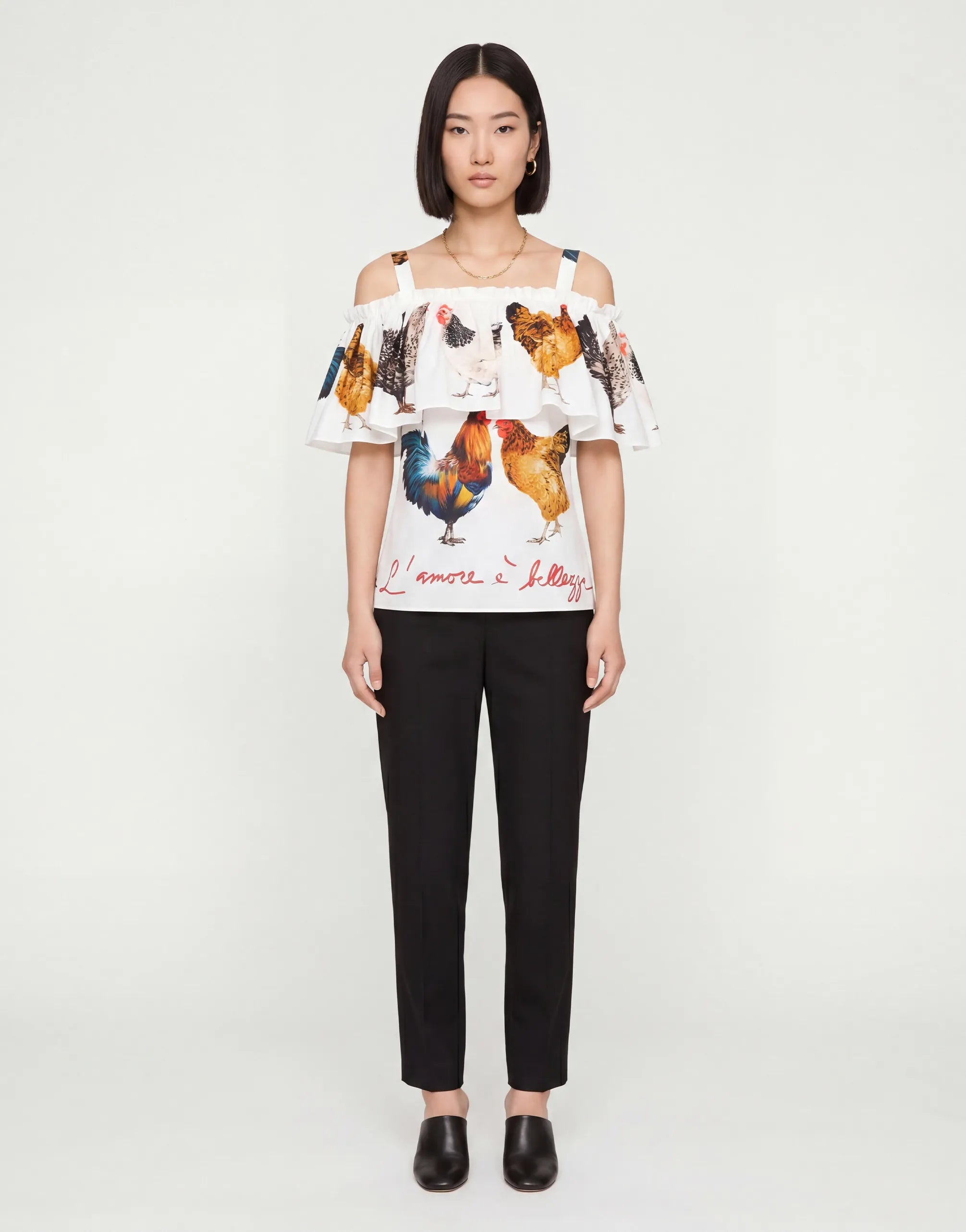 Dolce & Gabbana Chicken Print Off Shoulder Top - alternate view