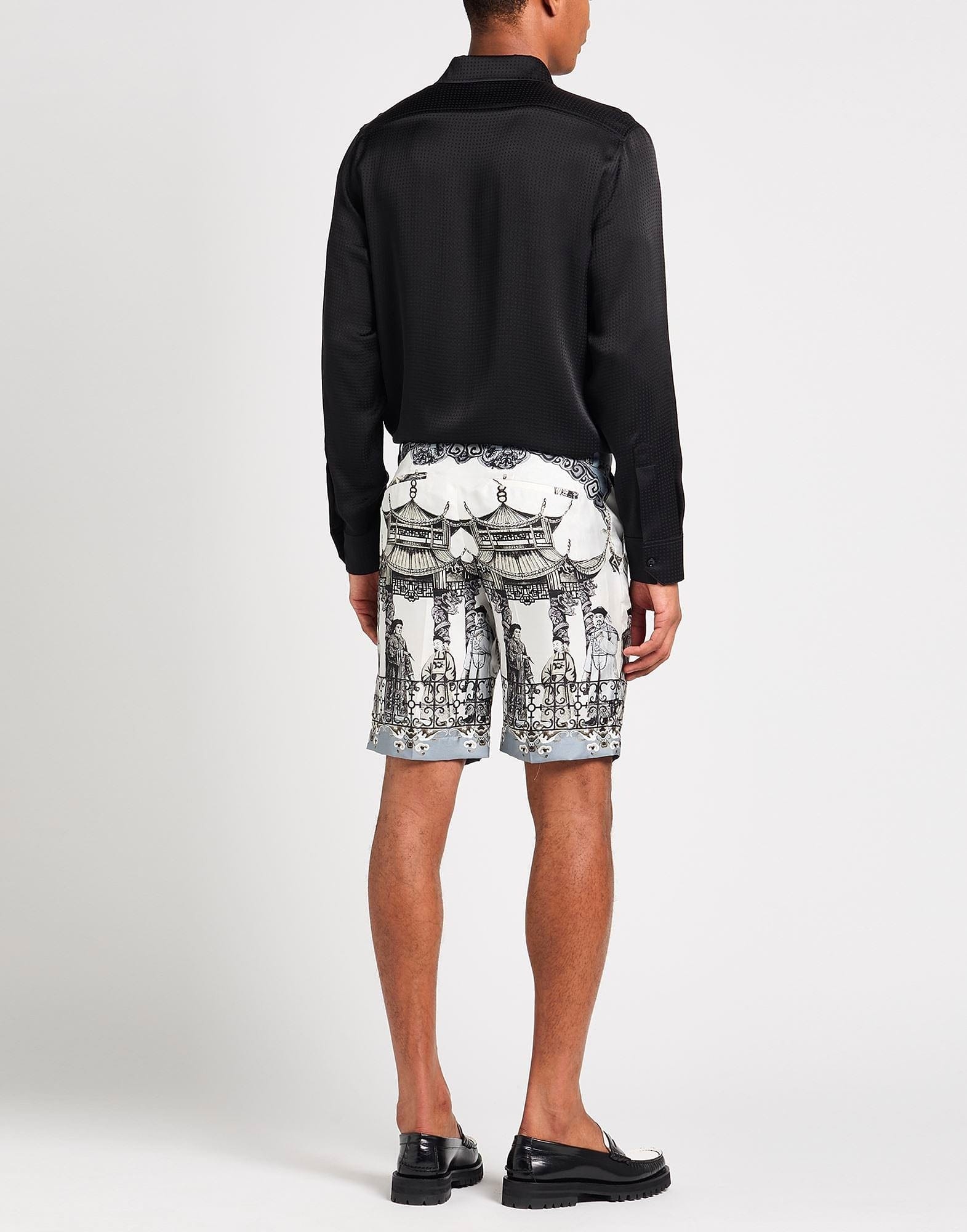 Dolce & Gabbana Chinoiserie Print Silk Bermuda Shorts