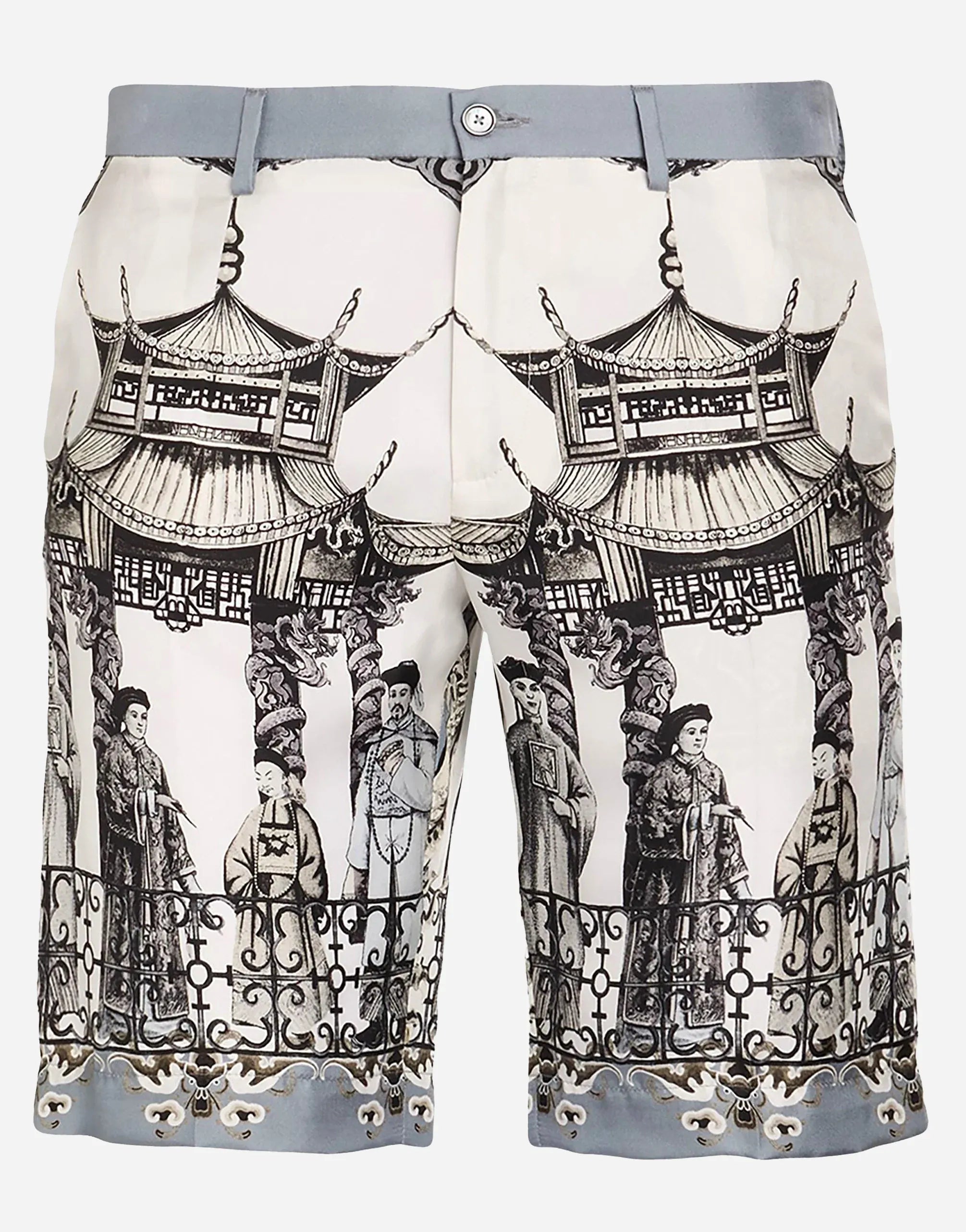 Dolce & Gabbana Chinoiserie Print Silk Bermuda Shorts