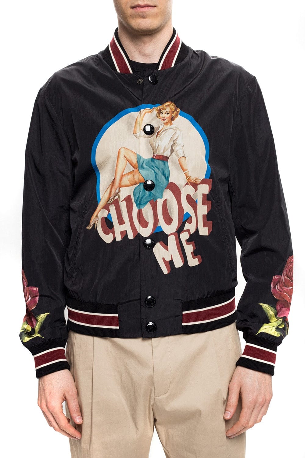 Dolce & Gabbana 'Choose Me' Pin-Up Print Bomber Jacket
