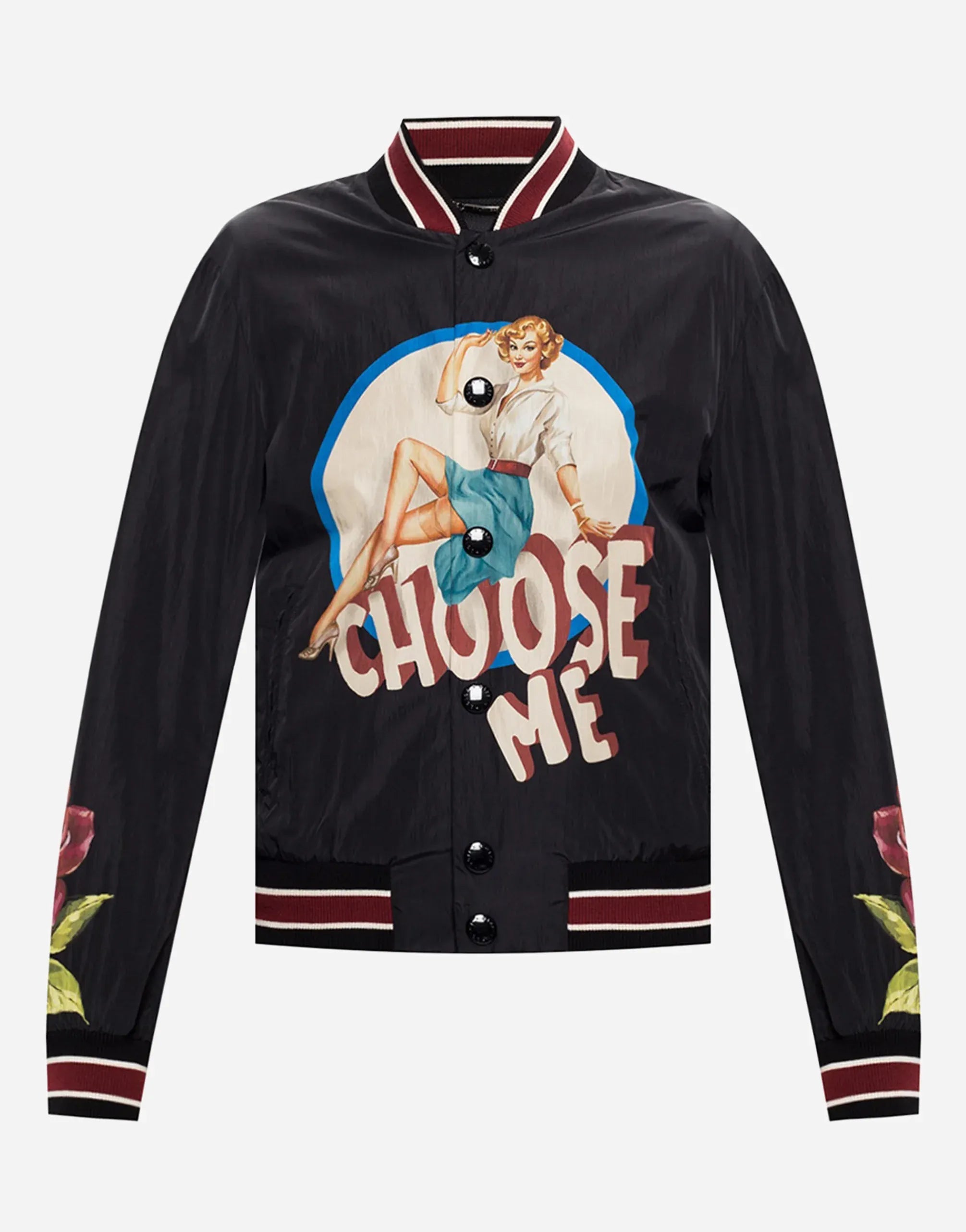 Dolce & Gabbana 'Choose Me' Pin-Up Print Bomber Jacket