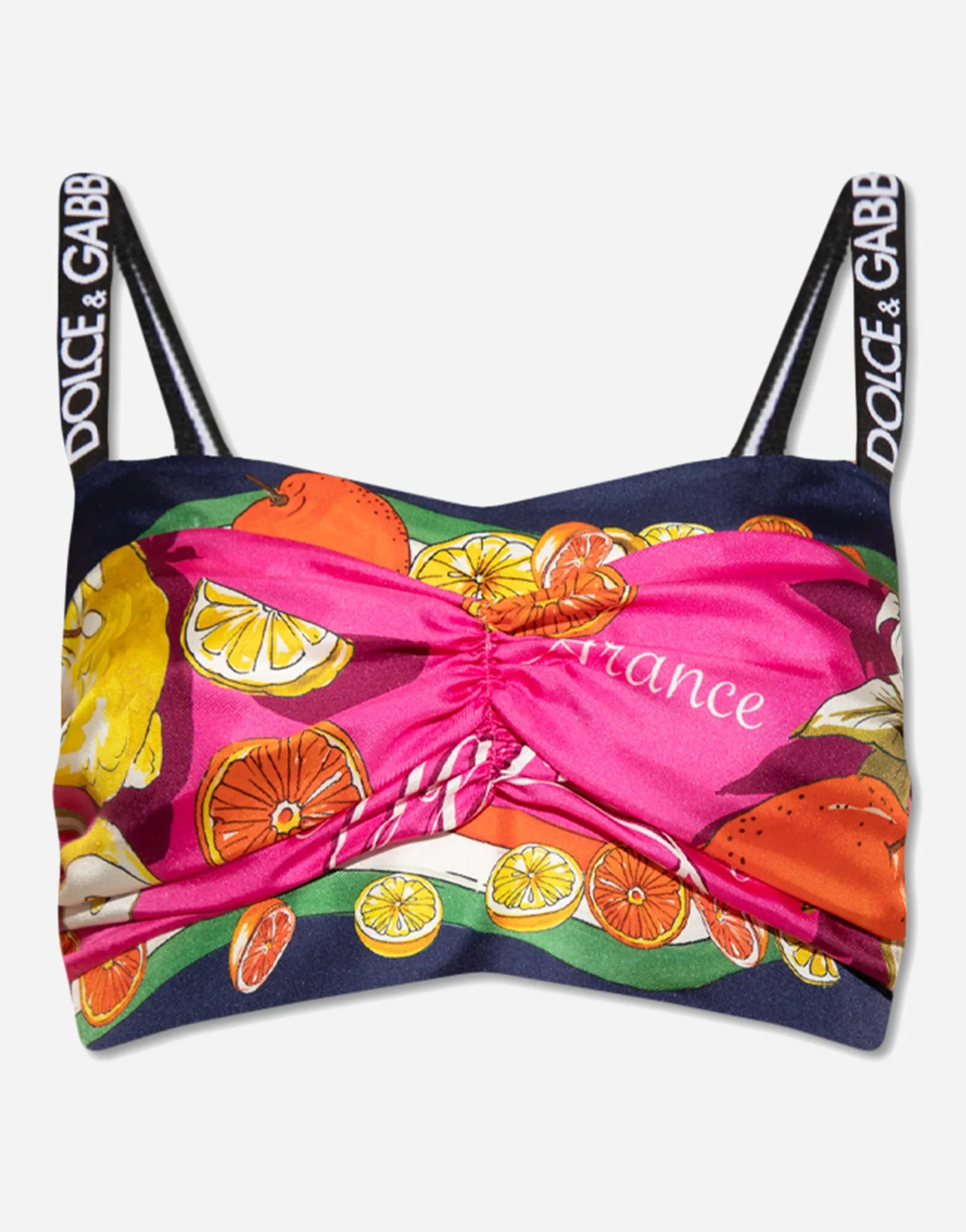 Dolce & Gabbana Citrus Print Silk Bandeau Top