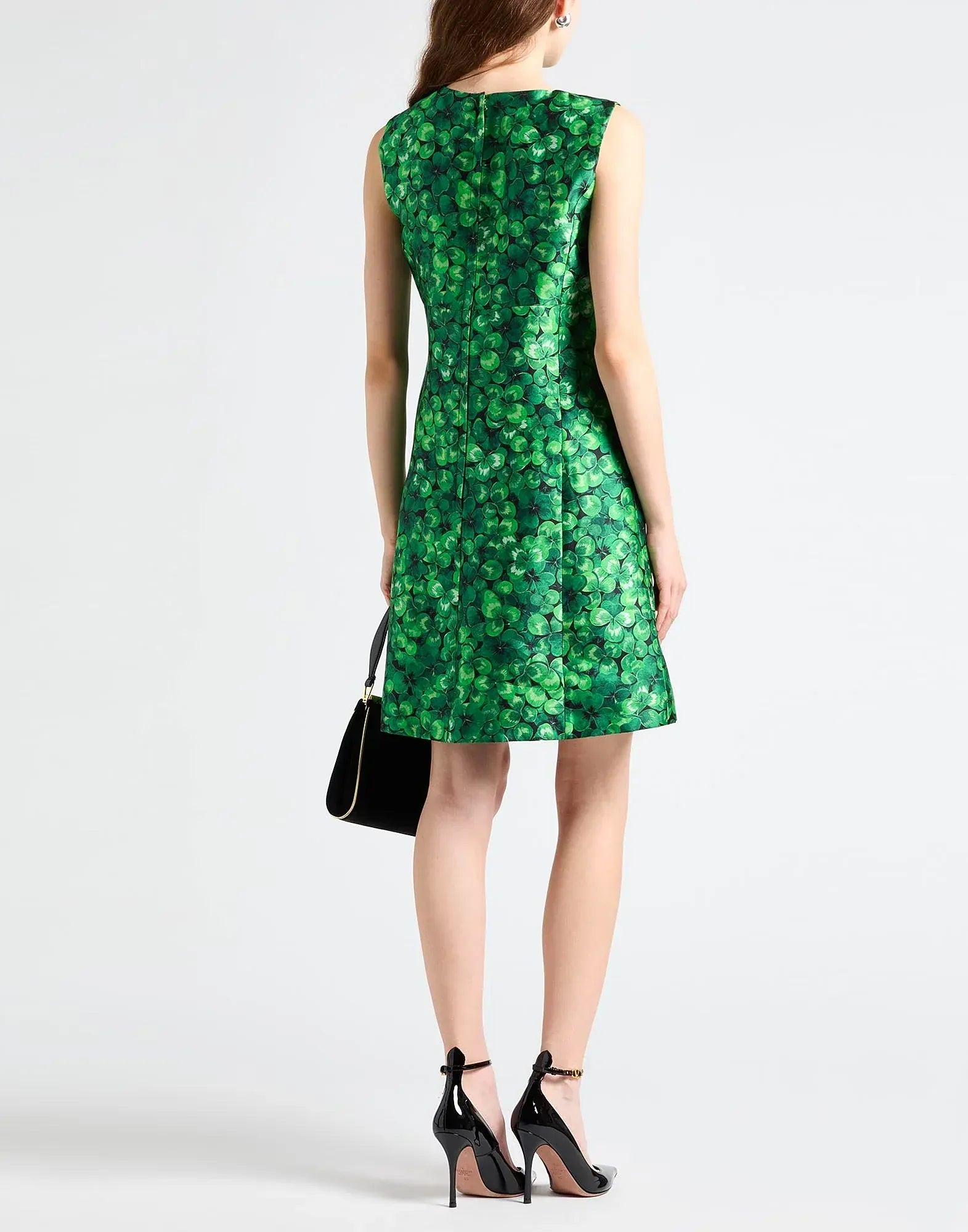 Dolce & Gabbana Clover Print Sleeveless Mini Shift Dress