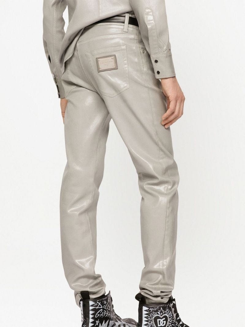 Dolce & Gabbana Coated Grey Slim-Fit Jeans