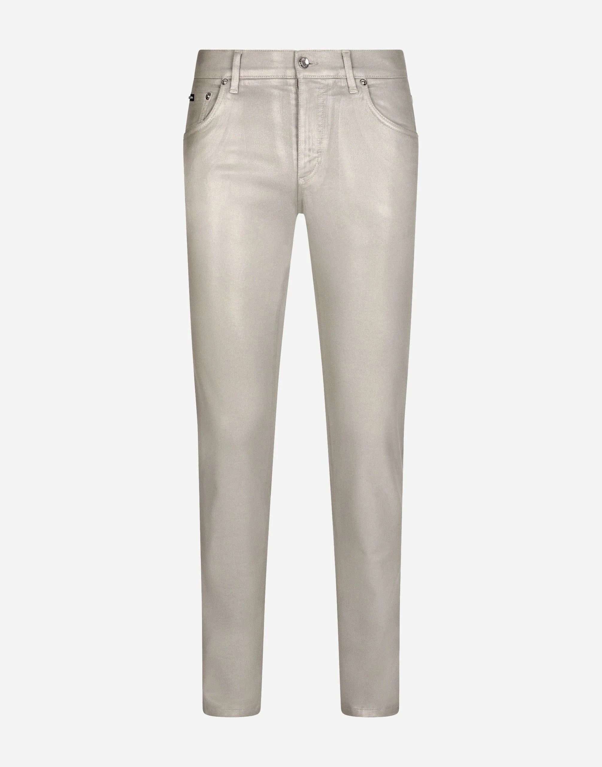 Dolce & Gabbana Coated Grey Slim-Fit Jeans
