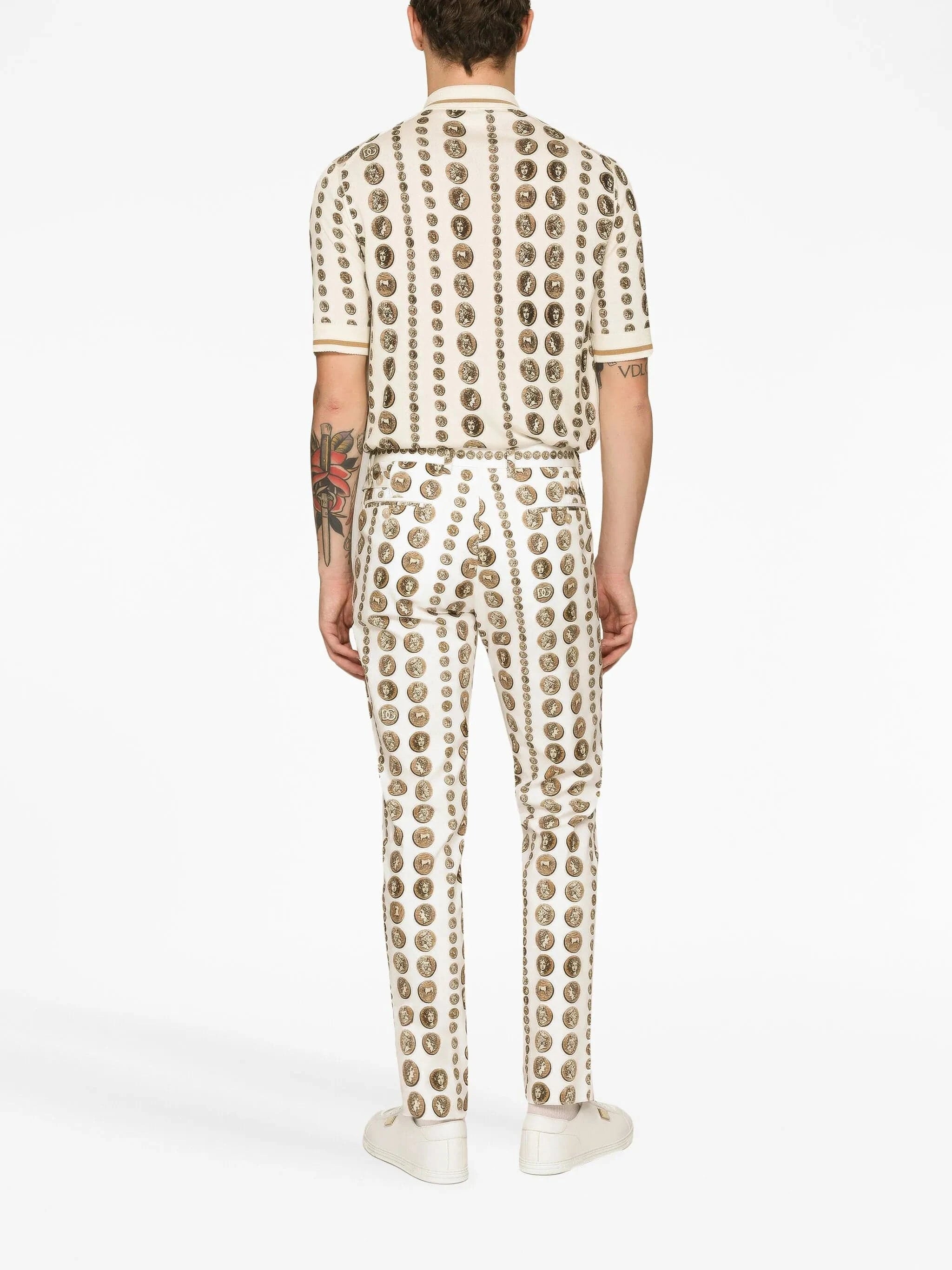 Dolce & Gabbana Coin-Print Silk Polo Shirt