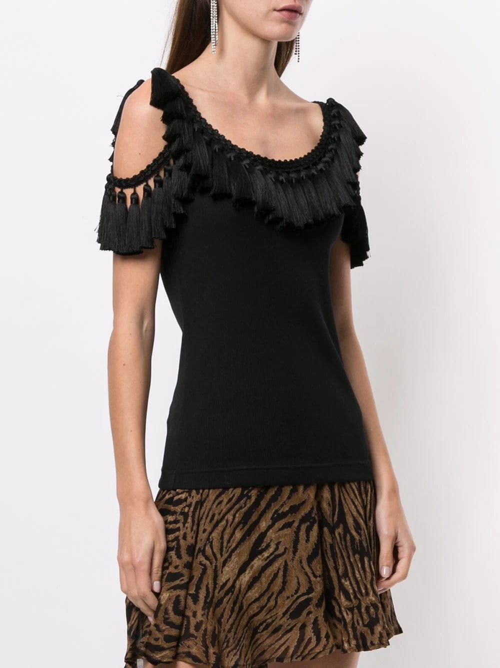 Dolce & Gabbana Cold Shoulder Tassel Trim Vest