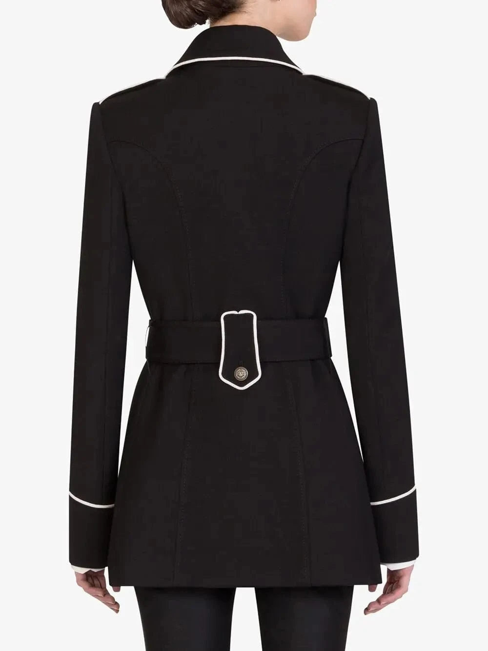 Dolce & Gabbana Contrast-Piping Woollen Peacoat