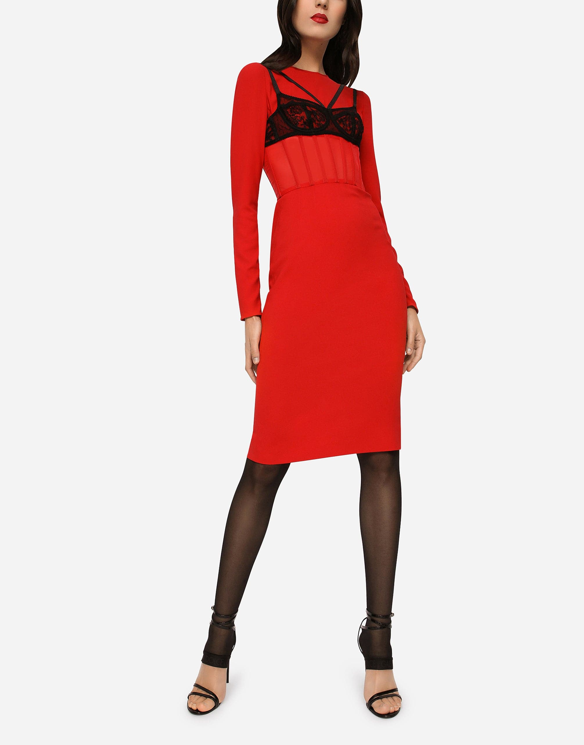 Dolce & Gabbana Contrasting Bra Detail Cady Midi Dress