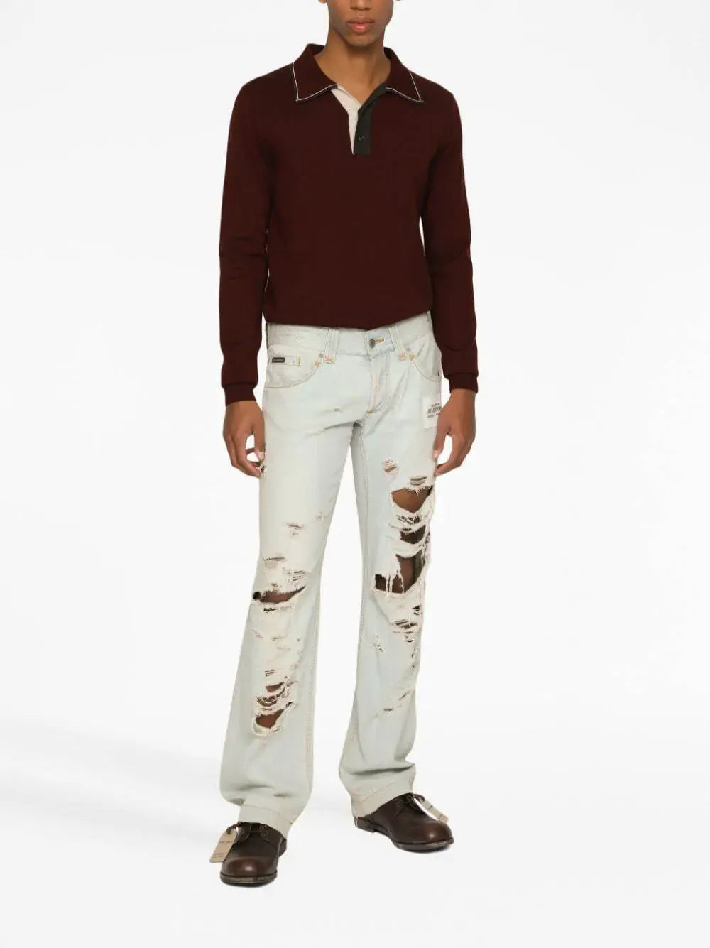 Dolce & Gabbana Contrasting Details Wool Polo-Shirt