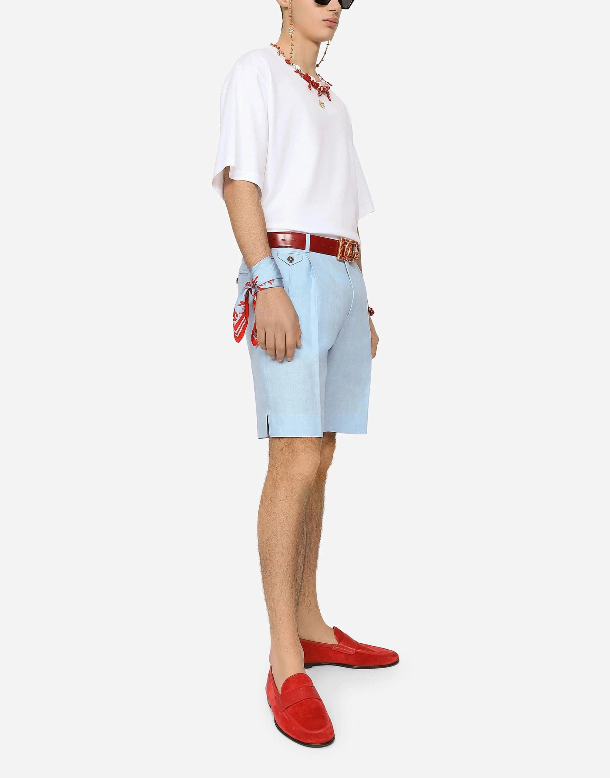 Dolce & Gabbana Coral Necklace And DG Patch T-Shirt
